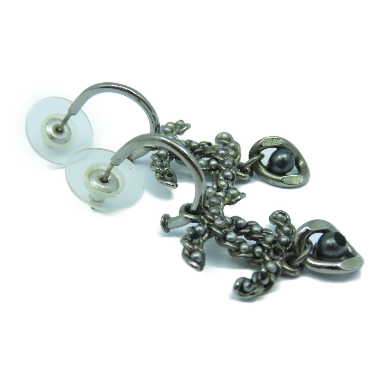 CHANEL 金屬Earrings銀扣耳環鐵灰色