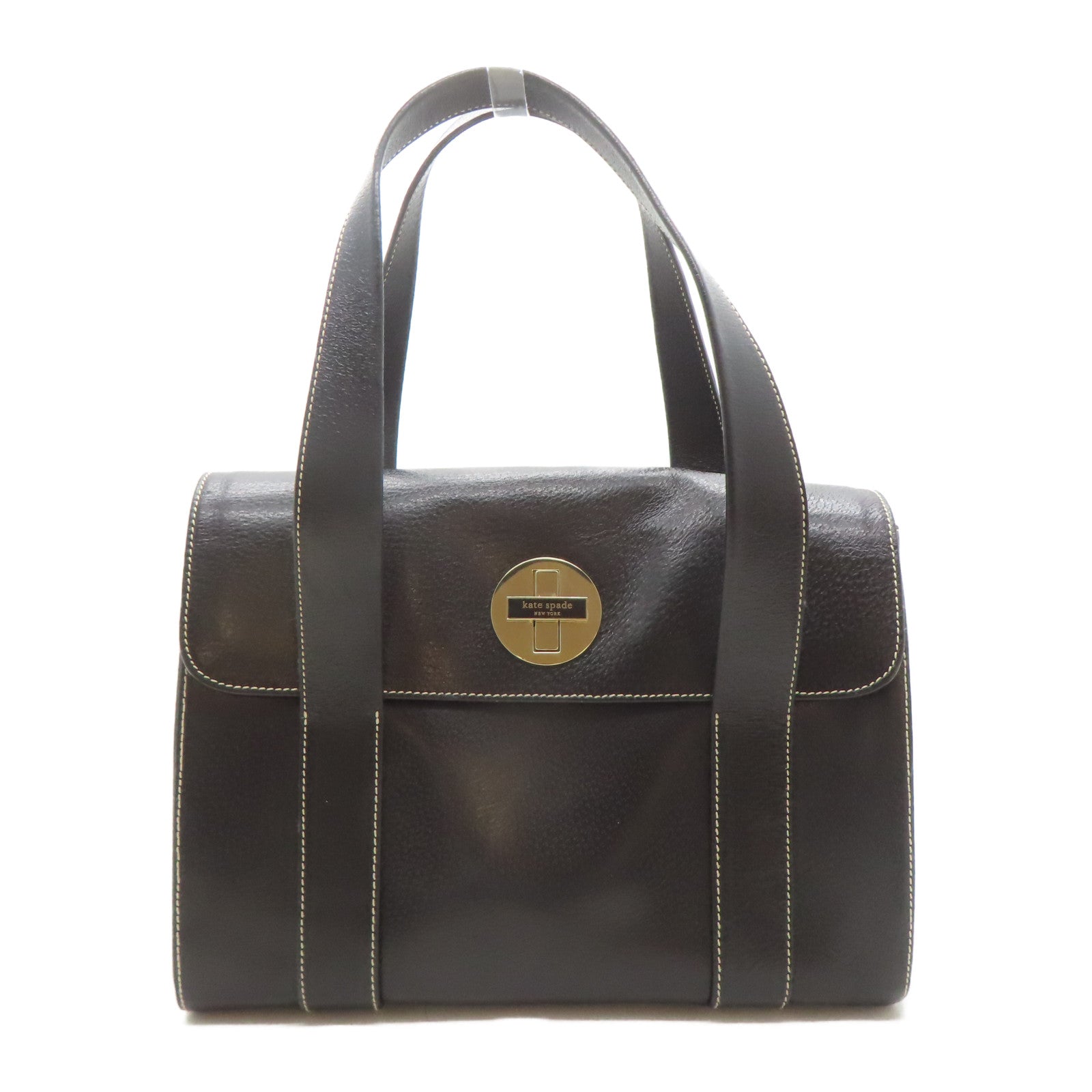 Kate Spade 牛皮皮革Handbag金扣手挽袋黑色
