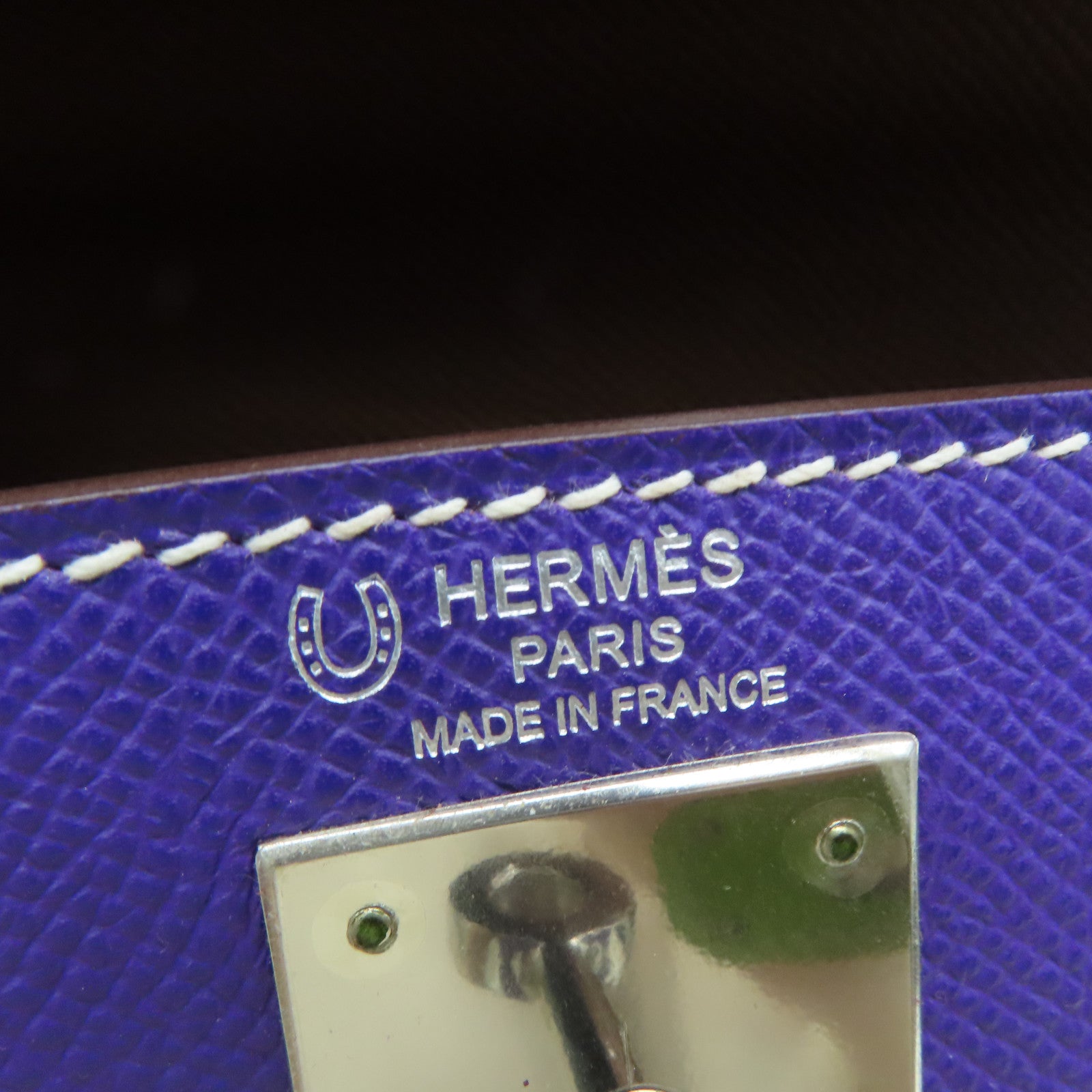HERMES Epsom皮革Kelly 28银扣手挽肩背两用袋啡色/黄绿色/绿色