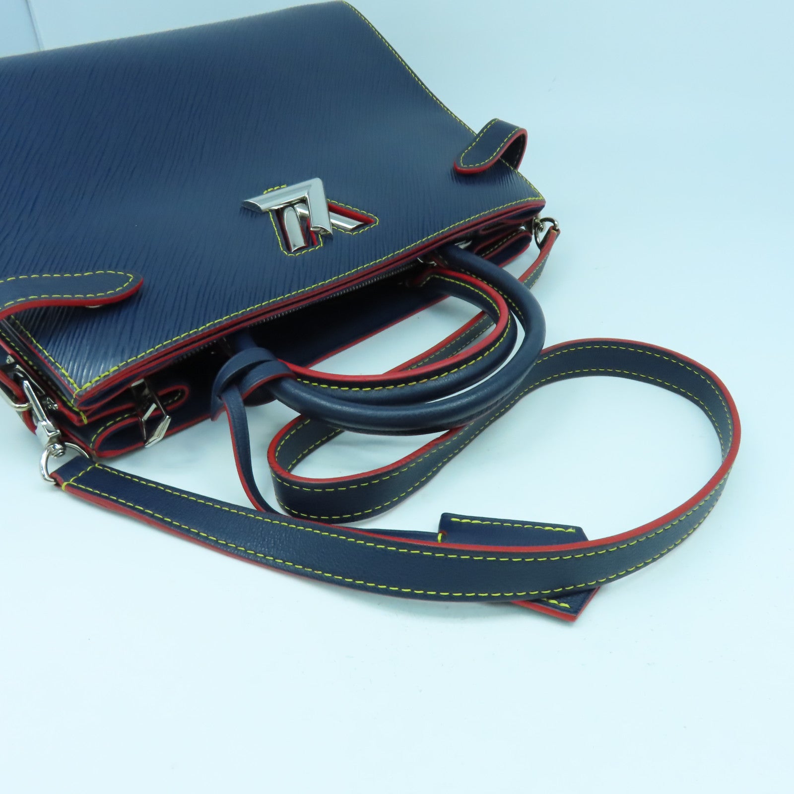 LOUIS VUITTON Epi Twist Tote銀扣手挽肩背兩用袋藍色