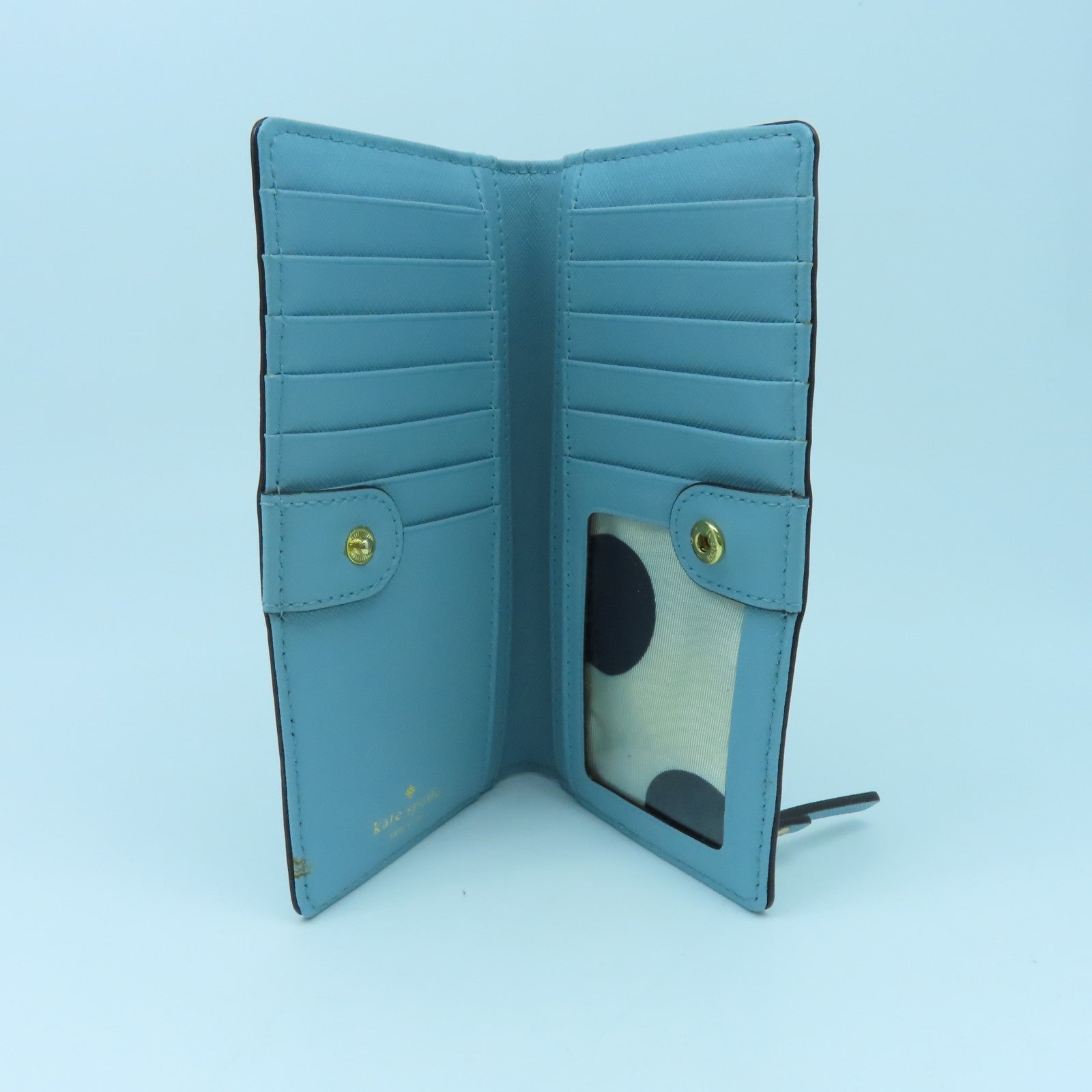 Kate Spade 牛皮皮革Wallet金扣錢包淺藍色