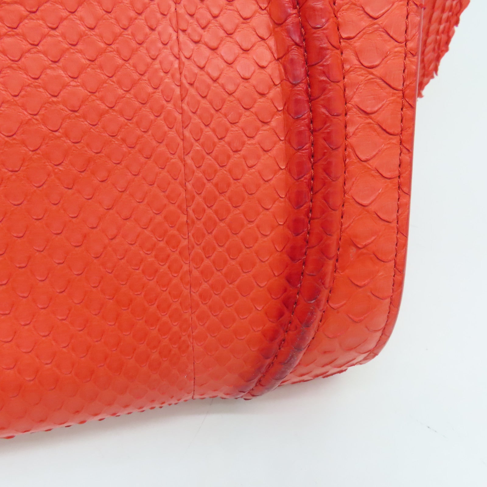 CELINE 蛇皮皮革Mini Luggage手挽袋金扣红色