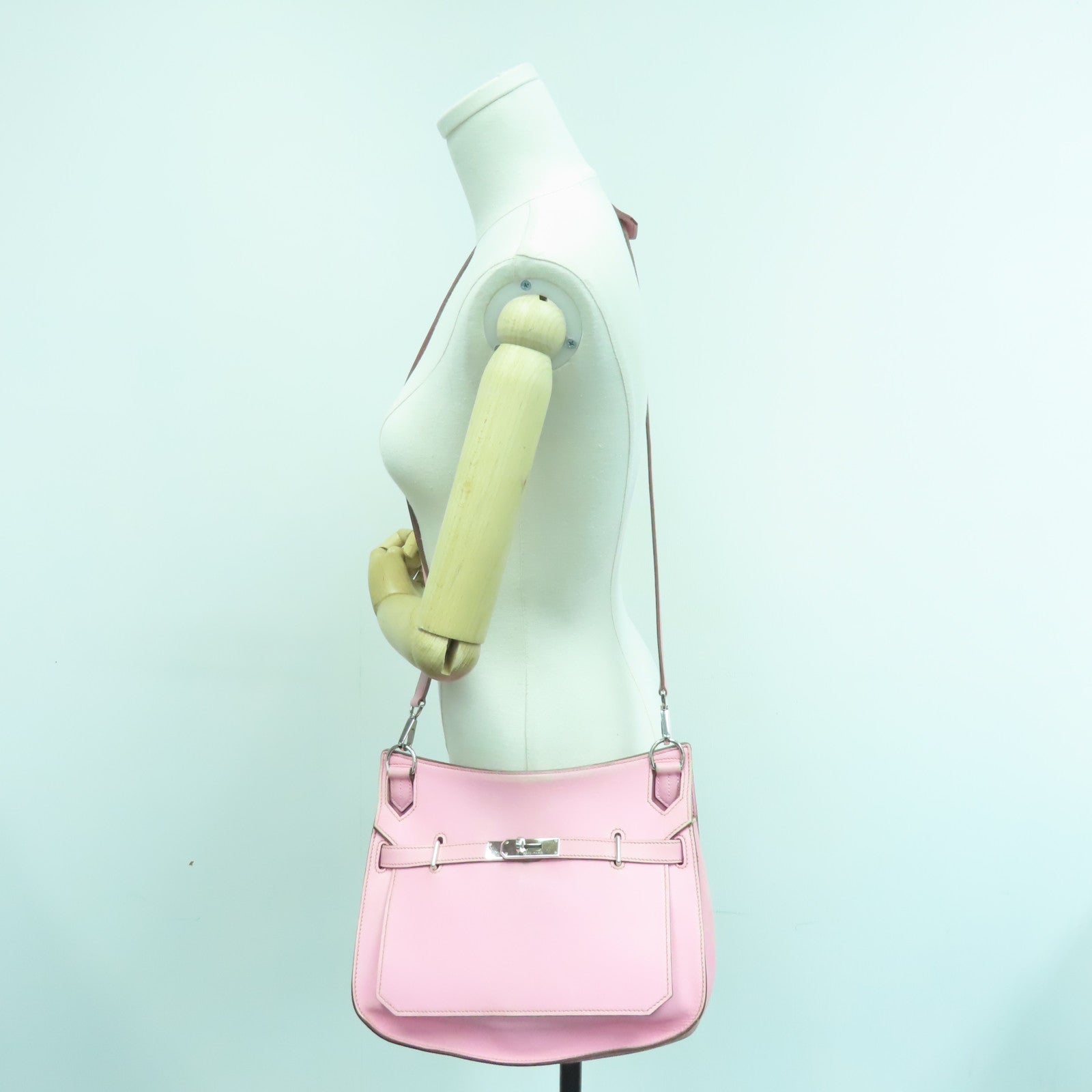 HERMES Swift皮革Jypsiere 28銀扣肩背袋Rose Confetti粉紅色