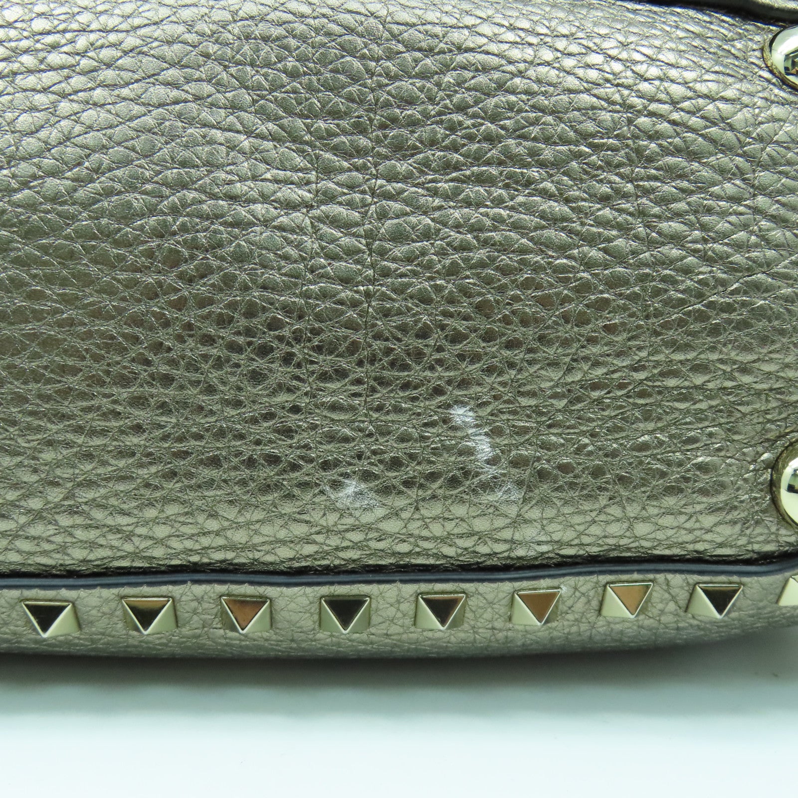 Valentino 牛皮皮革2 Way Shoulder Bag金扣手挽肩背兩用袋銀色