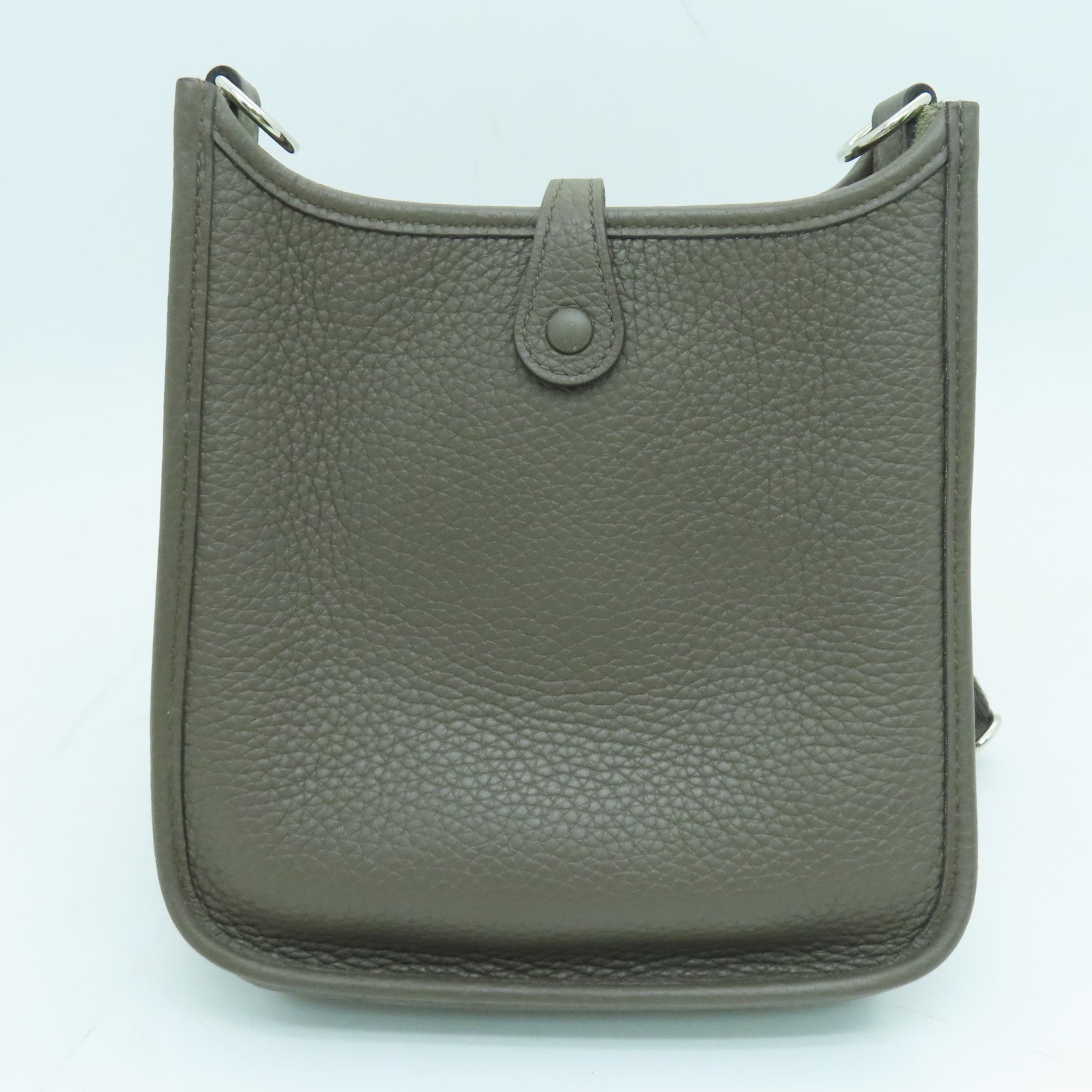 HERMES Clemence皮革Mini Evelyne One Shoulder銀扣肩背袋灰色
