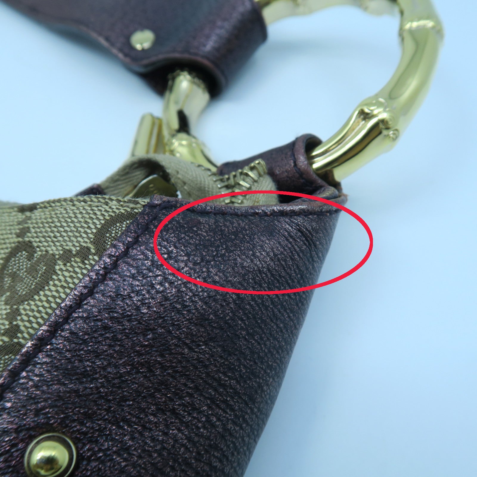 GUCCI 帆布Shoulder Bag金扣肩背袋啡色