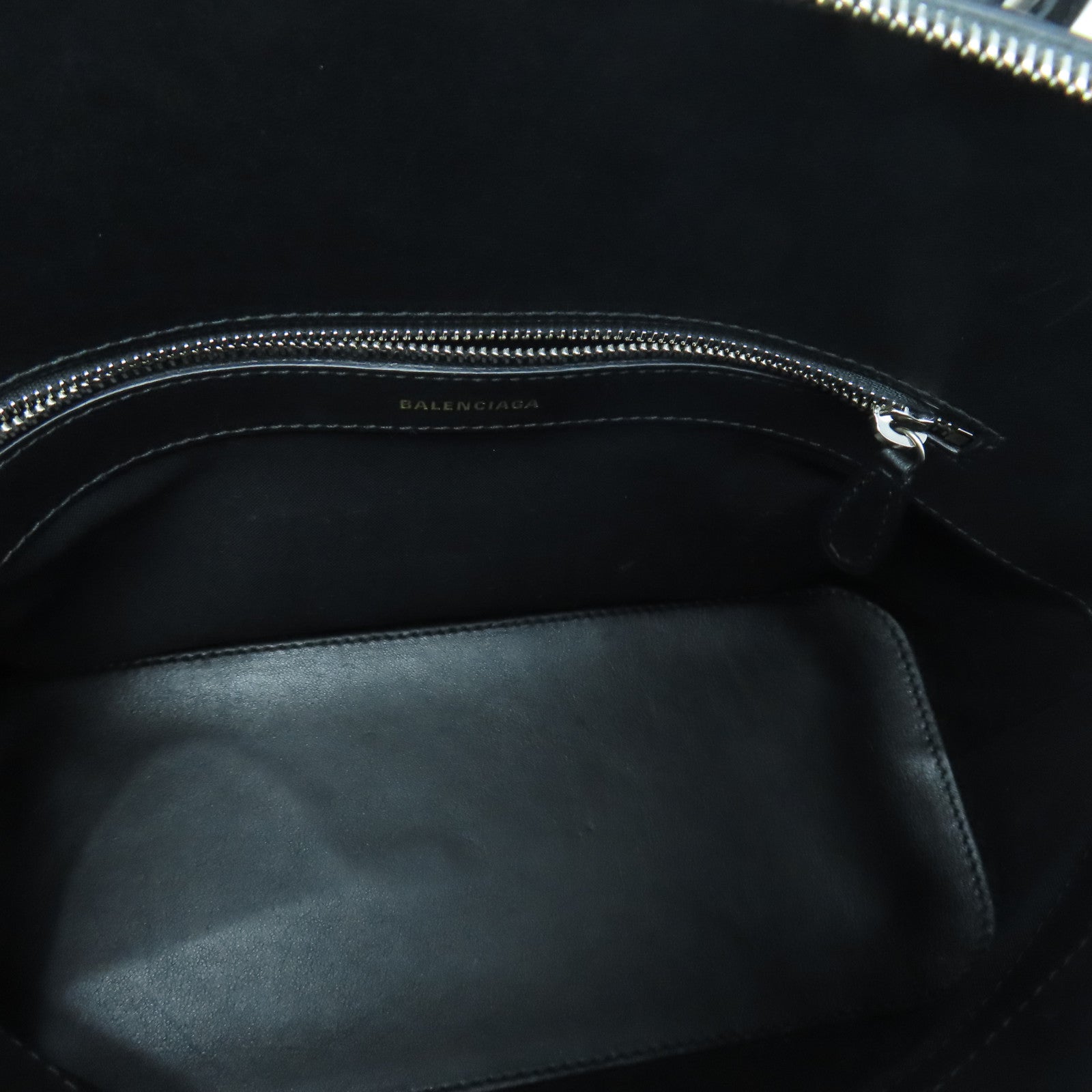 BALENCIAGA Cowhide Leather Ville Small Top Silver Buckle Handle Shoulder Backpack Black