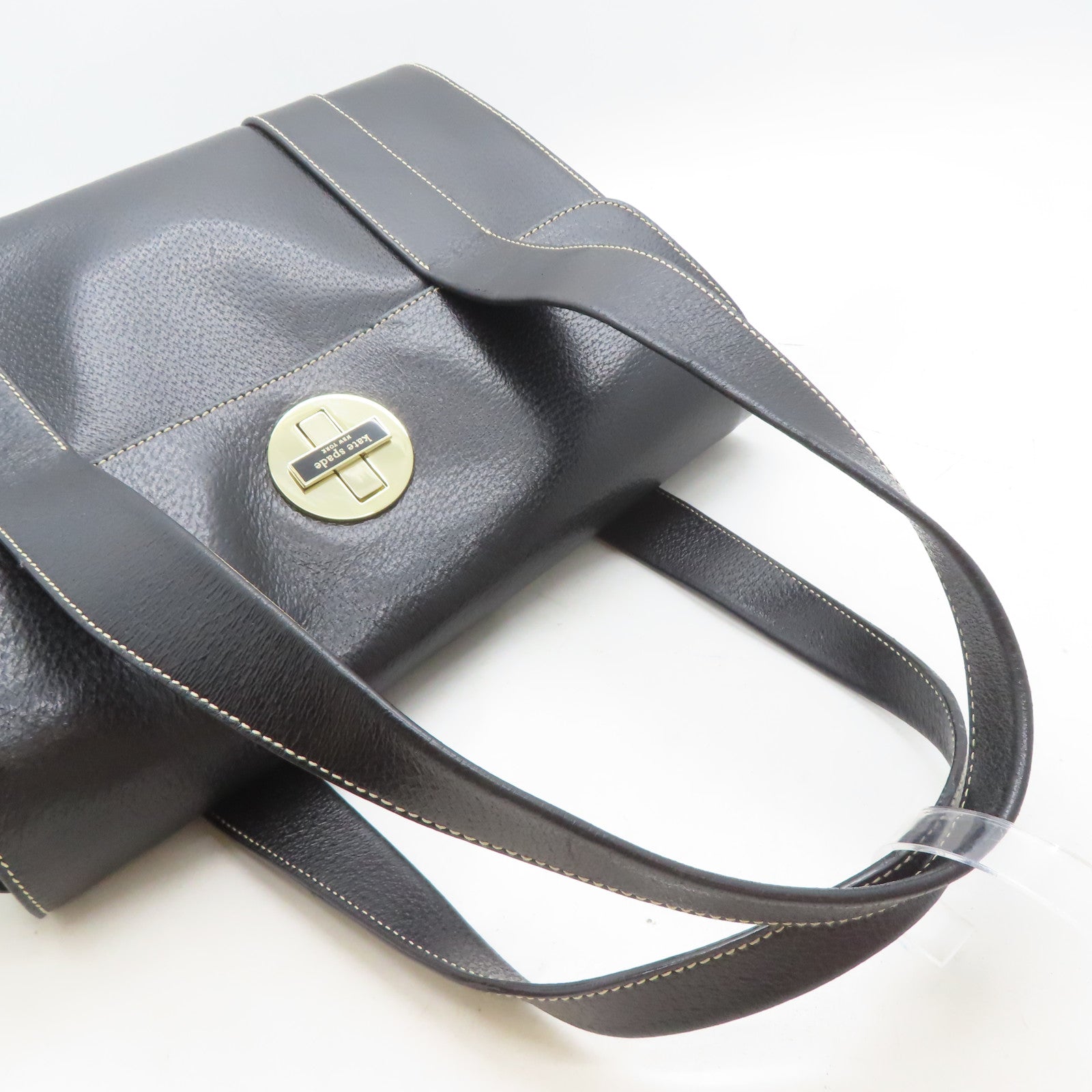 Kate Spade 牛皮皮革Handbag金扣手挽袋黑色