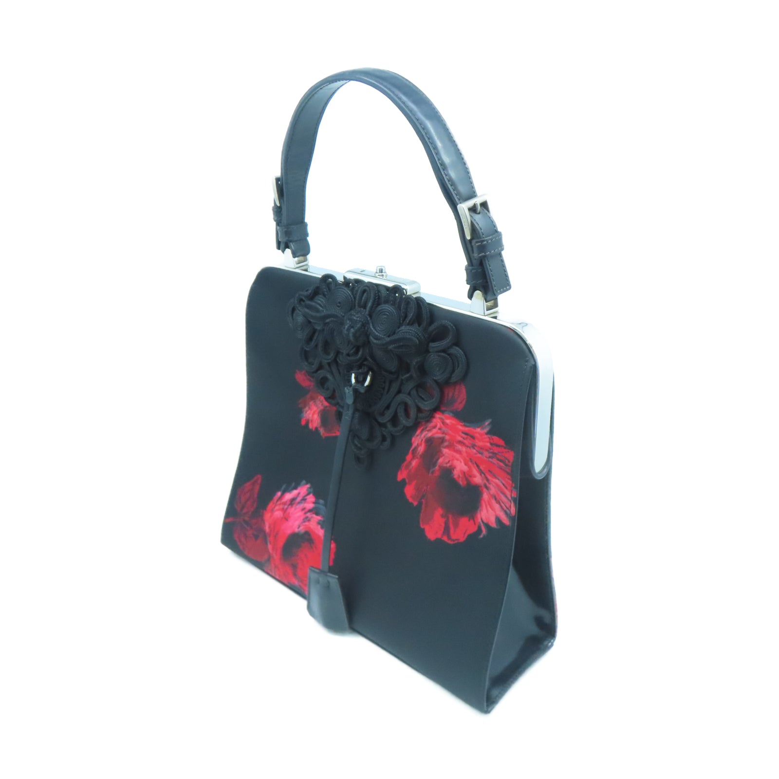 PRADA 尼龍Hand Bag銀扣手挽袋黑色