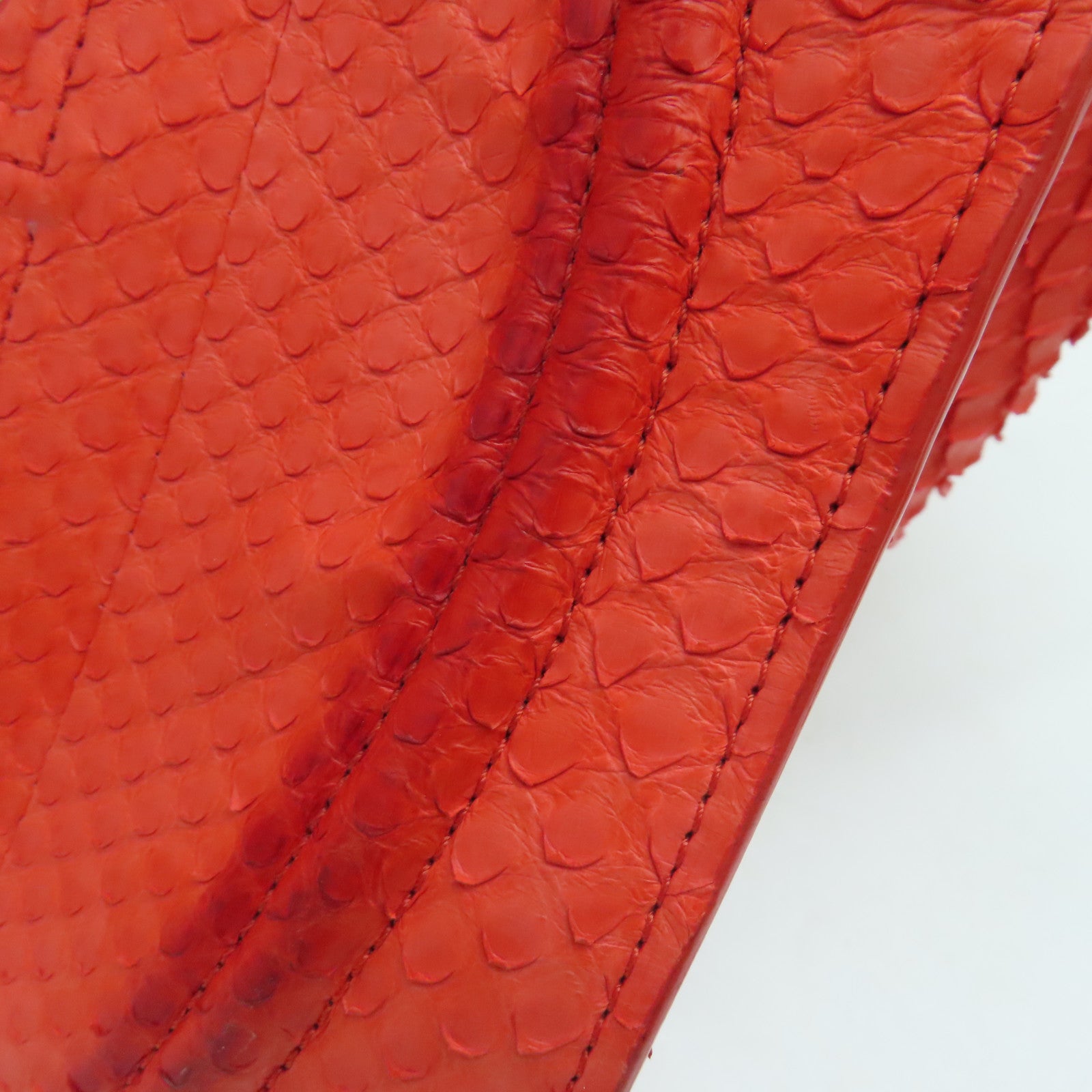 CELINE 蛇皮皮革Mini Luggage手挽袋金扣红色
