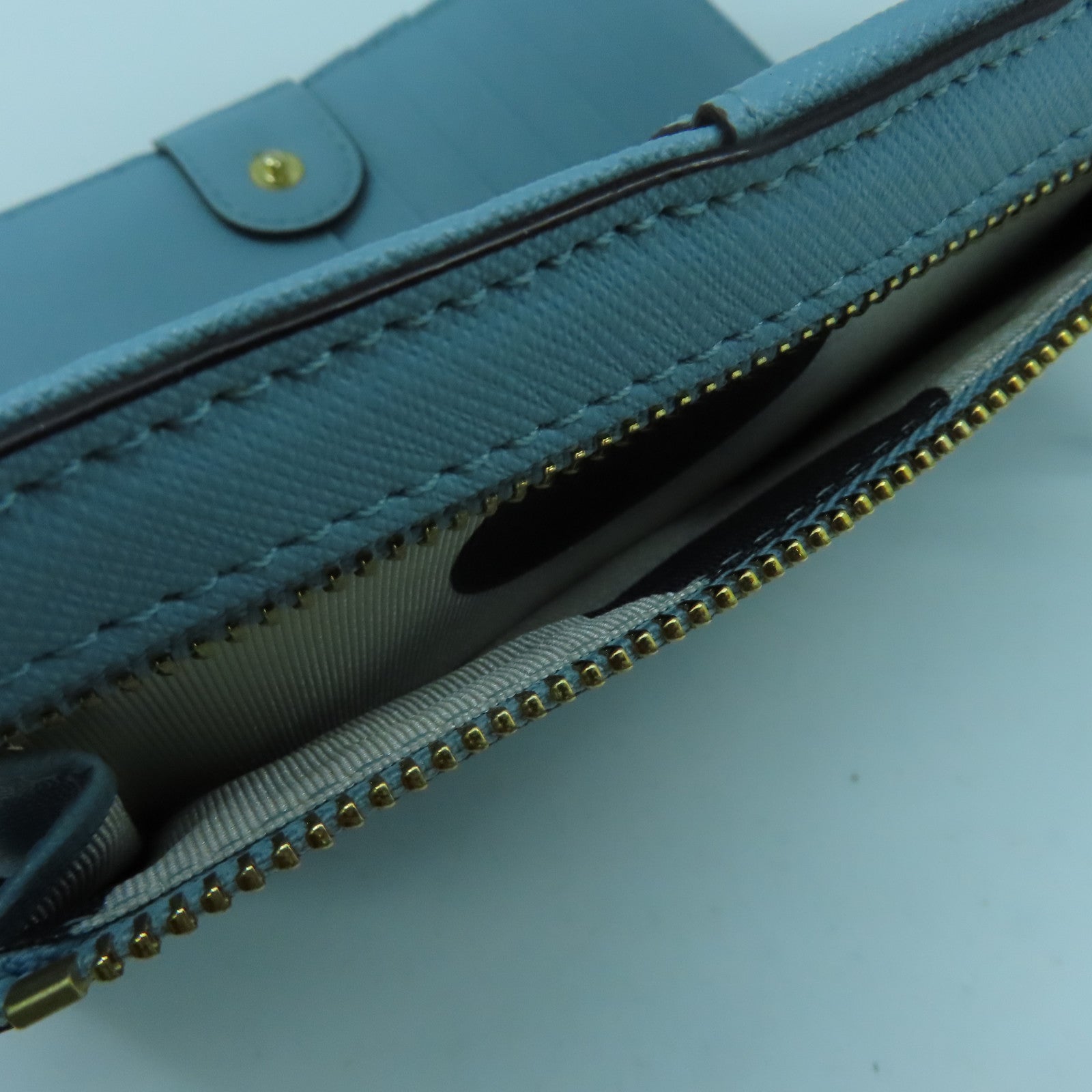Kate Spade 牛皮皮革Wallet金扣錢包淺藍色