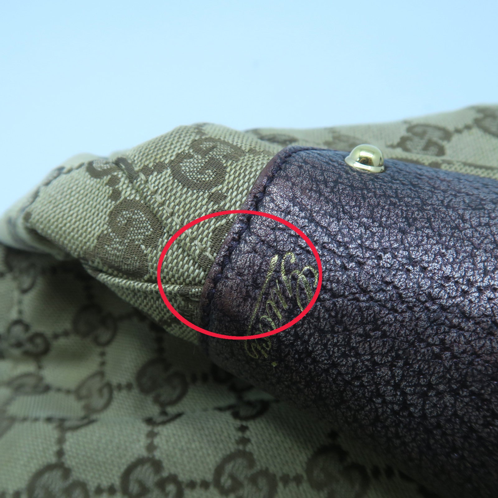 GUCCI 帆布Shoulder Bag金扣肩背袋啡色