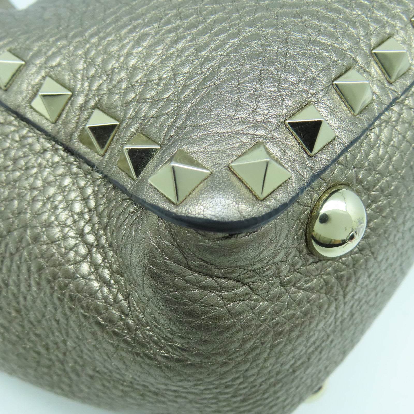 Valentino 牛皮皮革2 Way Shoulder Bag金扣手挽肩背兩用袋銀色