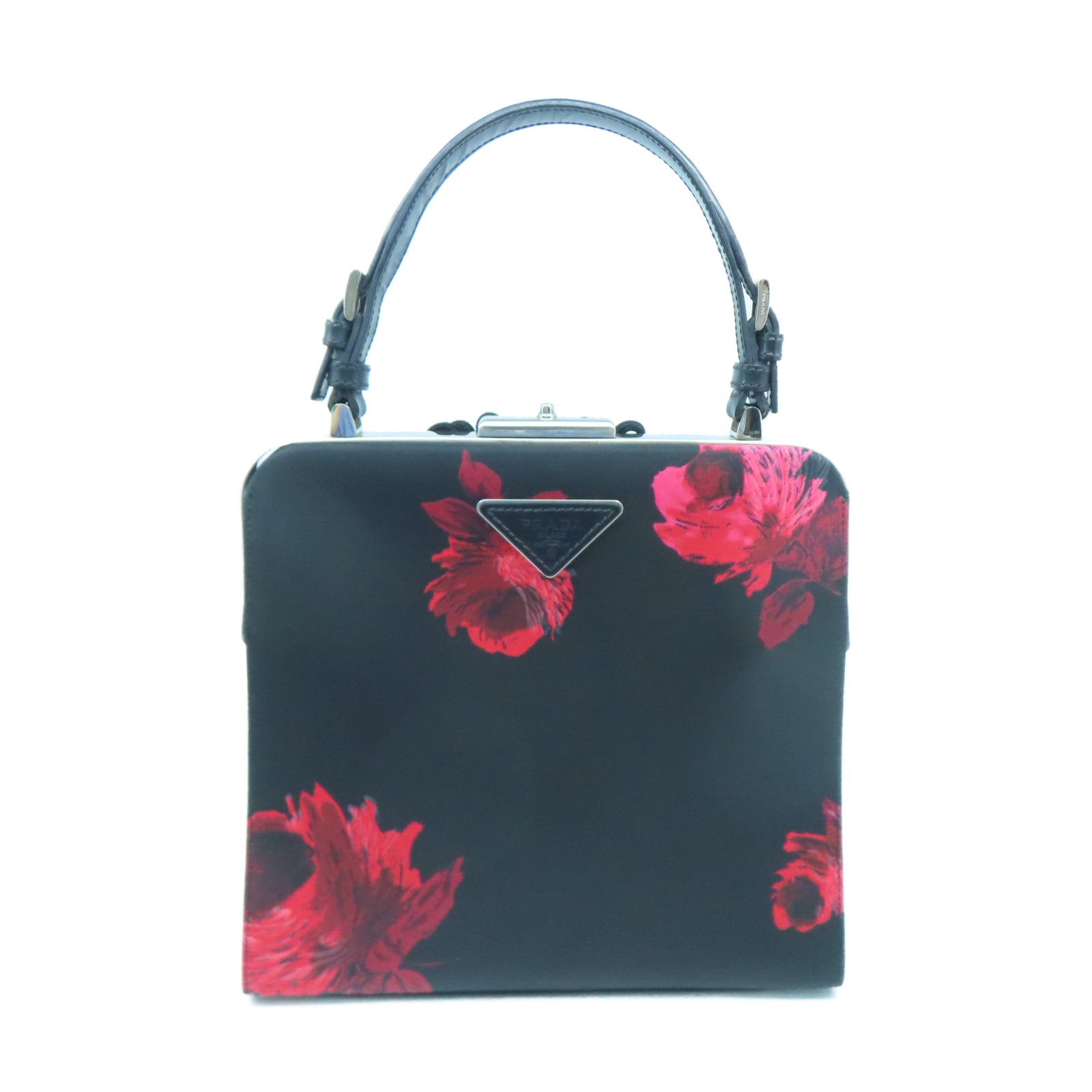 PRADA 尼龍Hand Bag銀扣手挽袋黑色