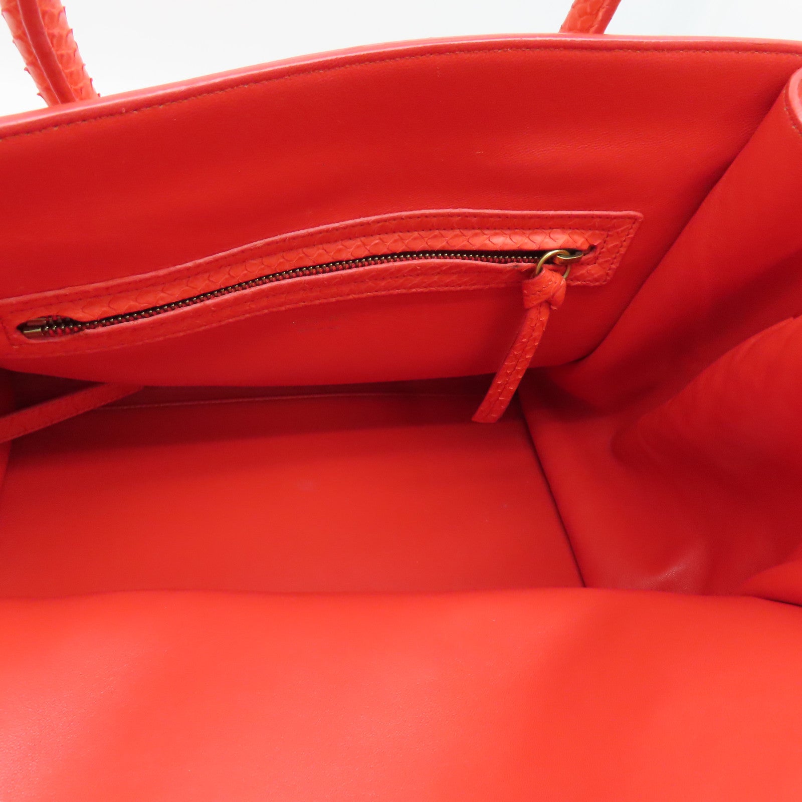 CELINE 蛇皮皮革Mini Luggage手挽袋金扣红色