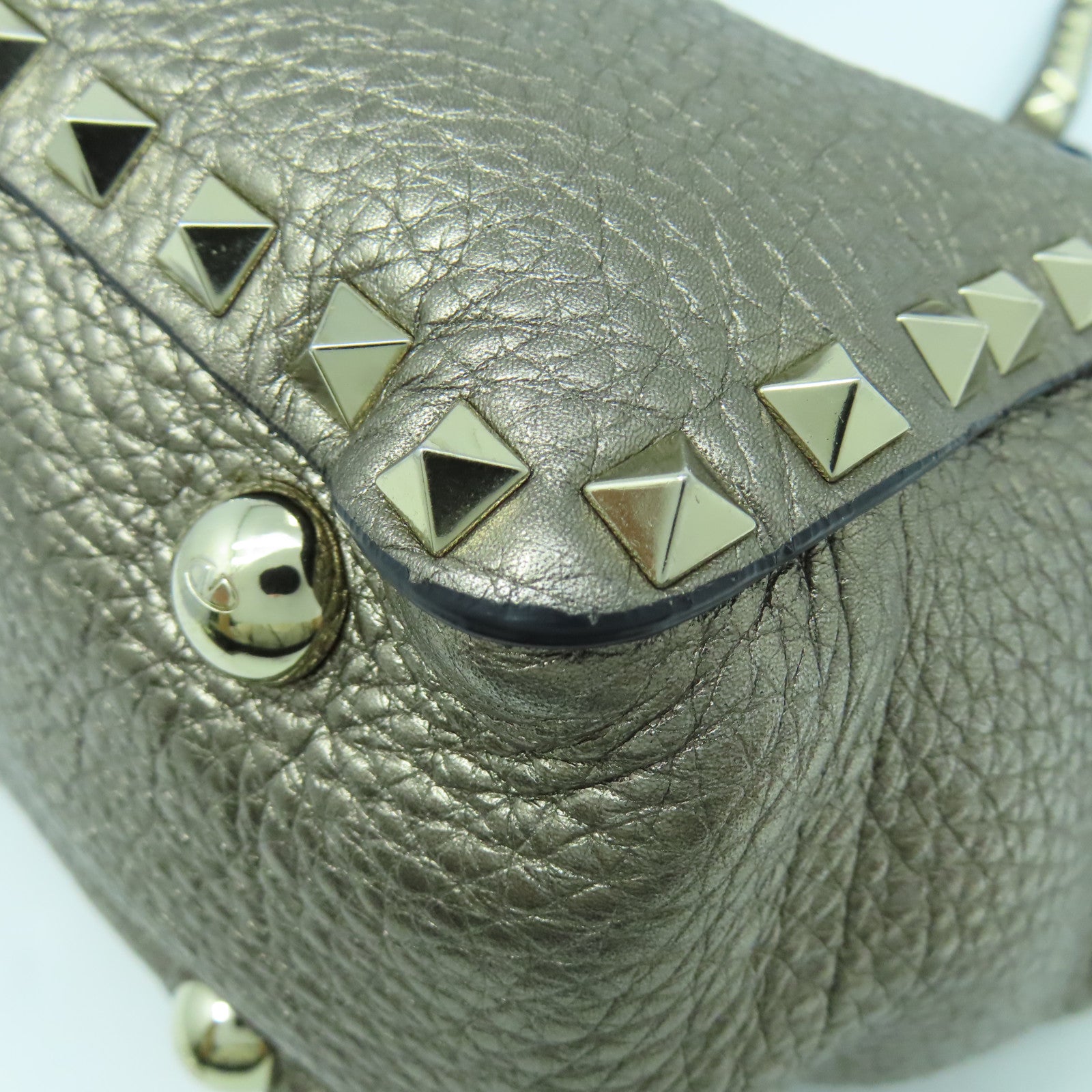 Valentino 牛皮皮革2 Way Shoulder Bag金扣手挽肩背兩用袋銀色