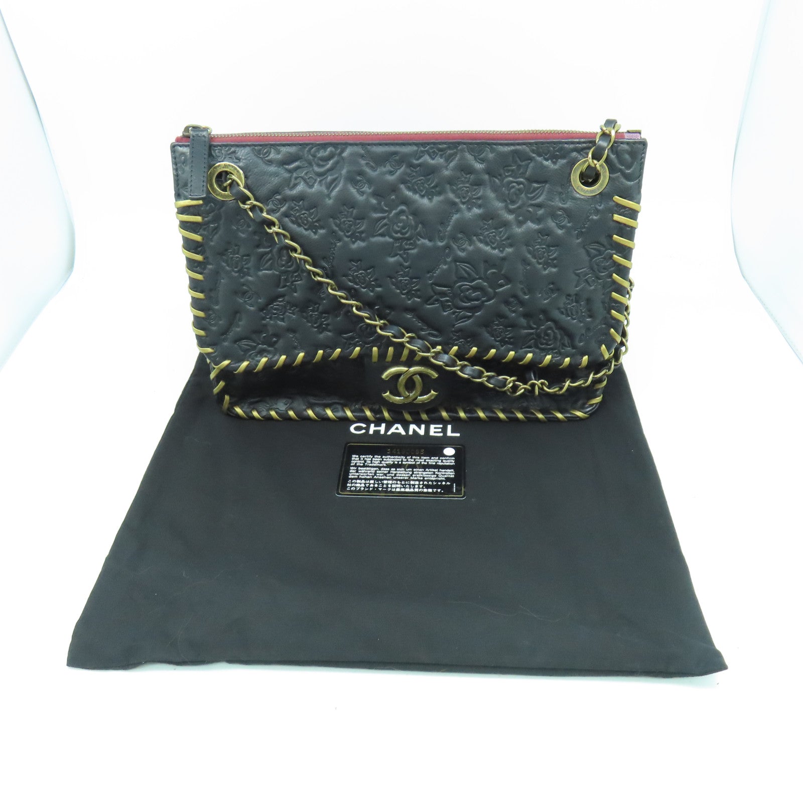 CHANEL 【激減優惠】牛皮皮革Chain Shoulder金扣鏈帶肩背袋黑色