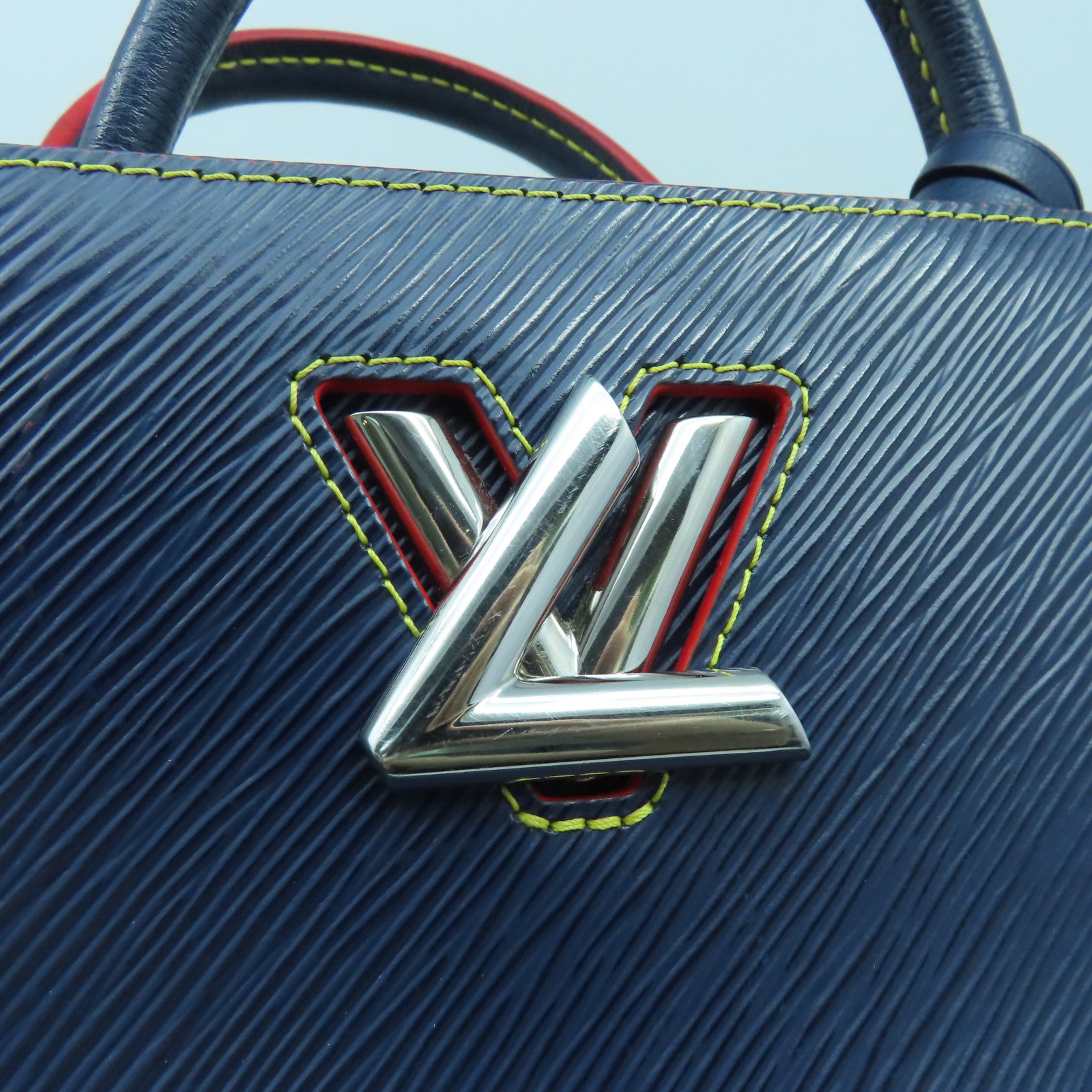 LOUIS VUITTON Epi Twist Tote銀扣手挽肩背兩用袋藍色