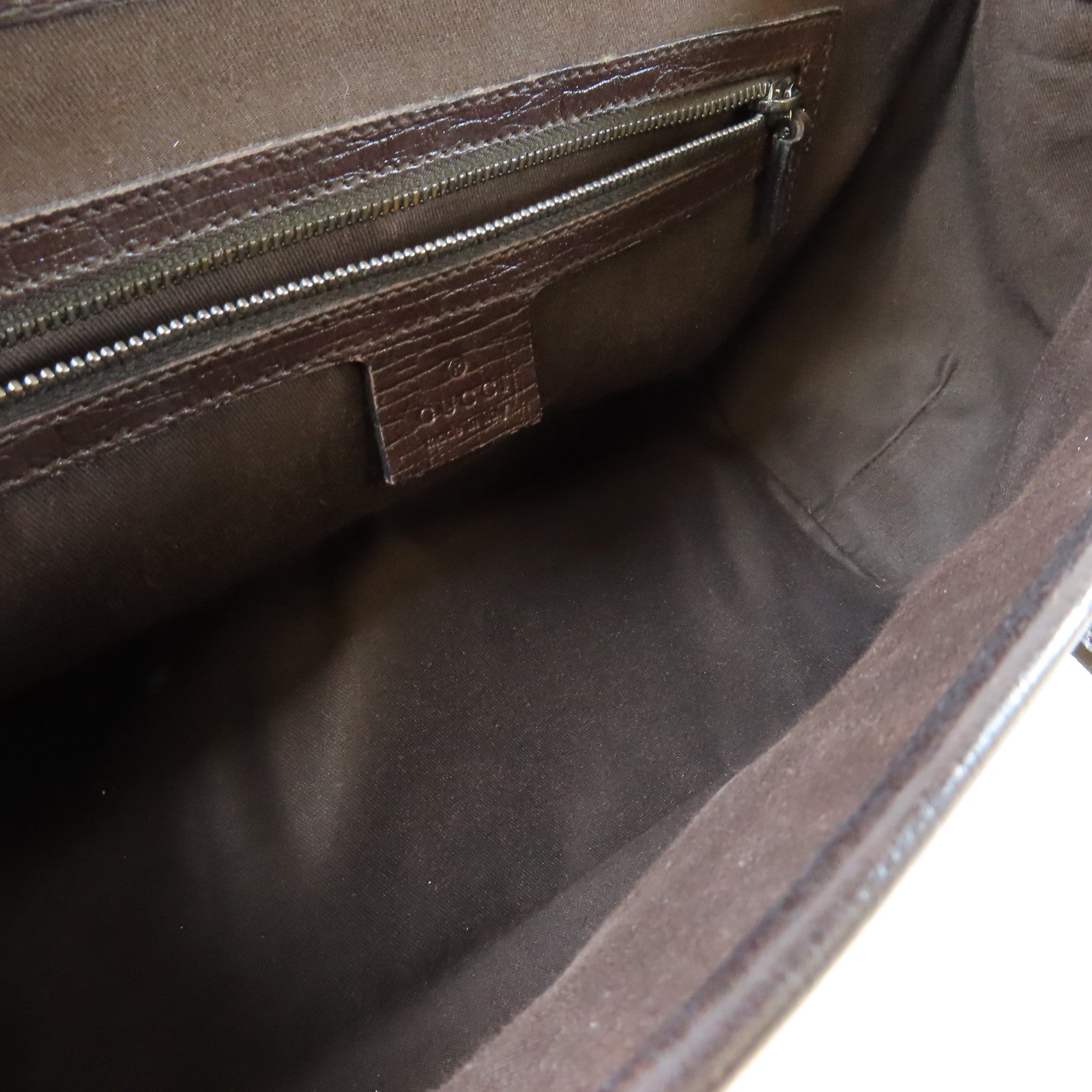 GUCCI 帆布Bamboo Hand Bag銀扣肩背袋啡色