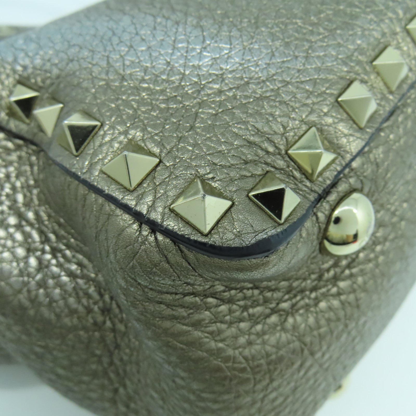 Valentino 牛皮皮革2 Way Shoulder Bag金扣手挽肩背兩用袋銀色