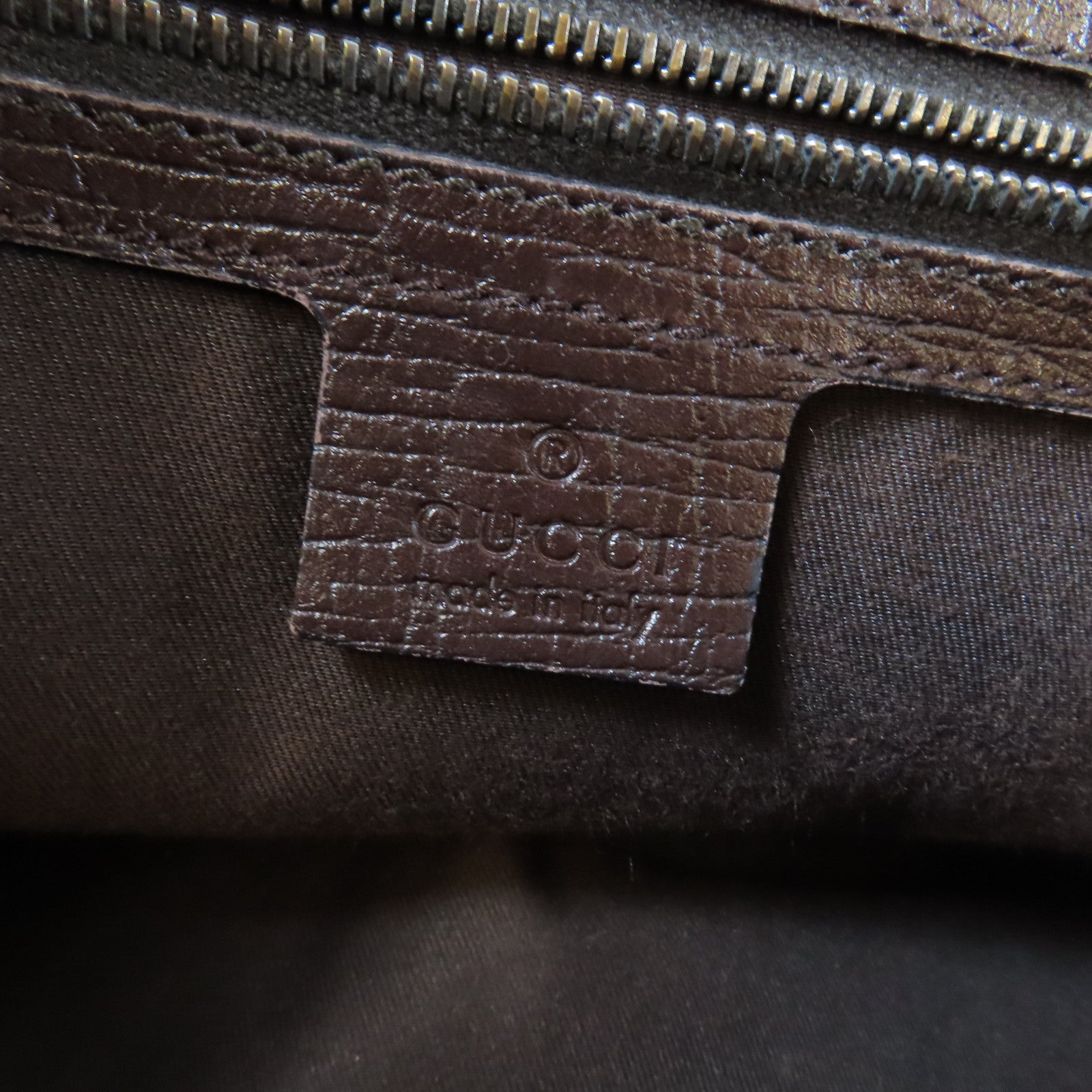 GUCCI 帆布Bamboo Hand Bag銀扣肩背袋啡色