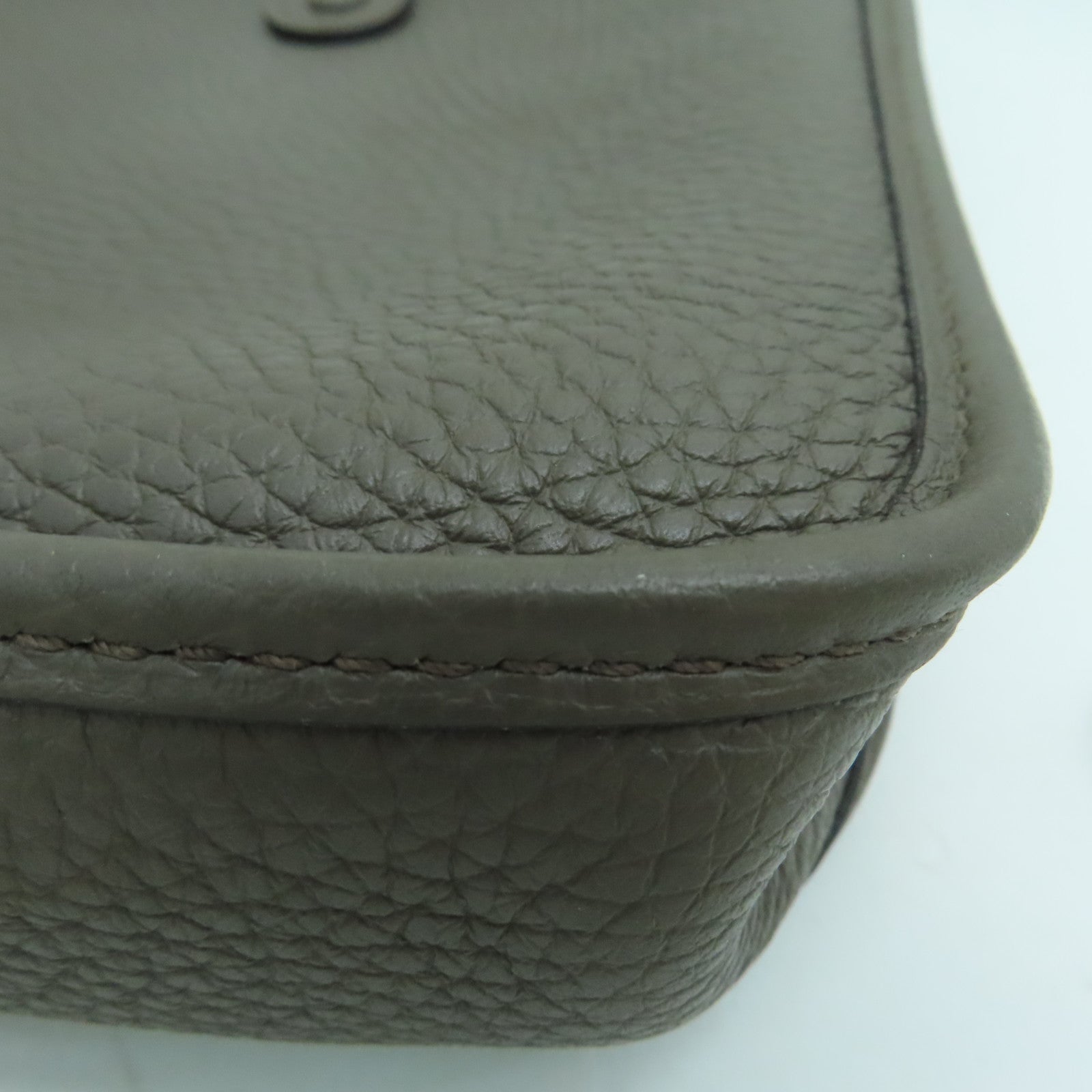 HERMES Clemence皮革Mini Evelyne One Shoulder銀扣肩背袋灰色
