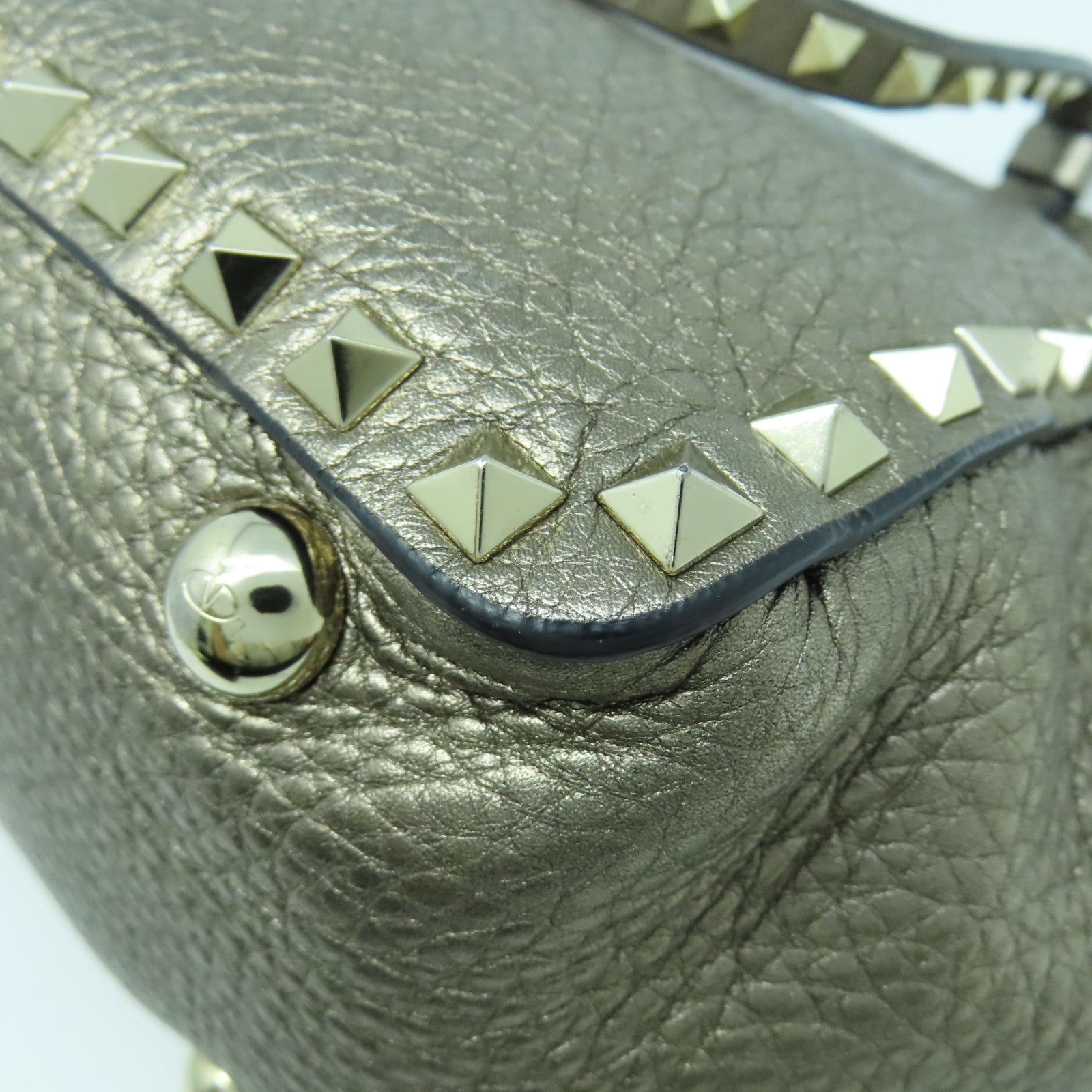 Valentino 牛皮皮革2 Way Shoulder Bag金扣手挽肩背兩用袋銀色