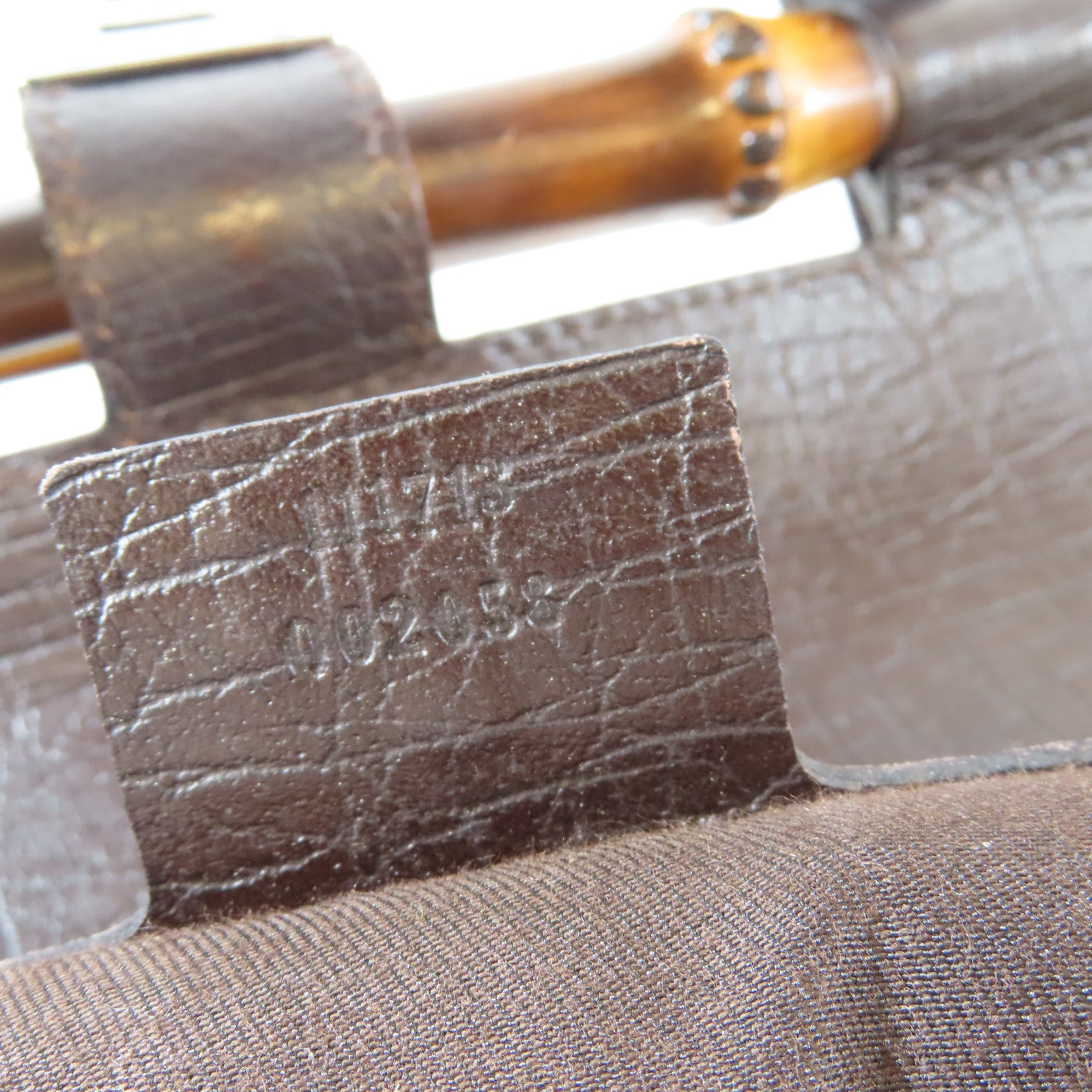 GUCCI 帆布Bamboo Hand Bag銀扣肩背袋啡色
