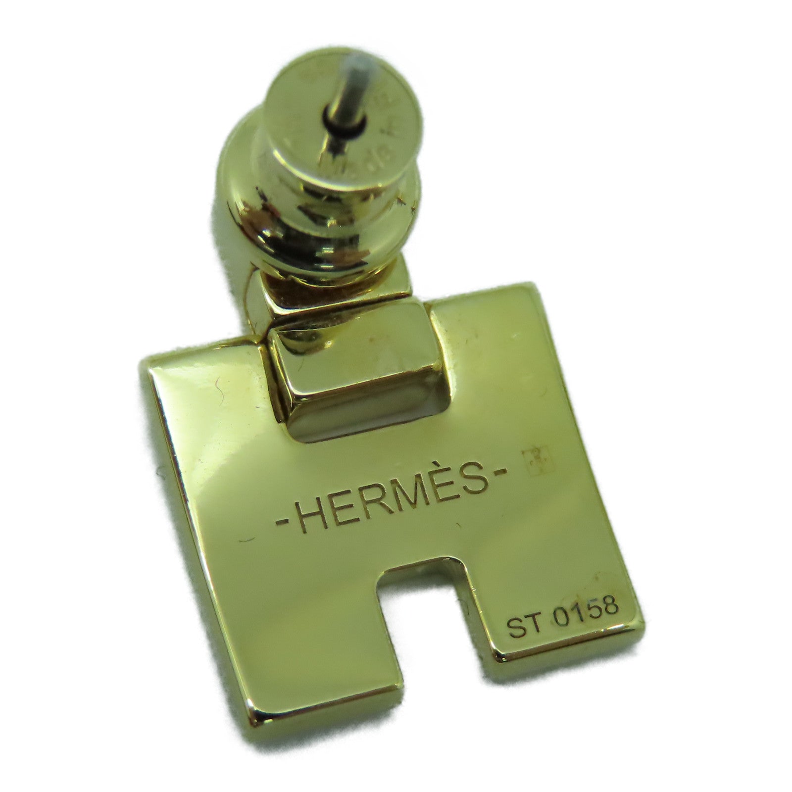 HERMES 金屬Earrings金扣耳環白色/金色