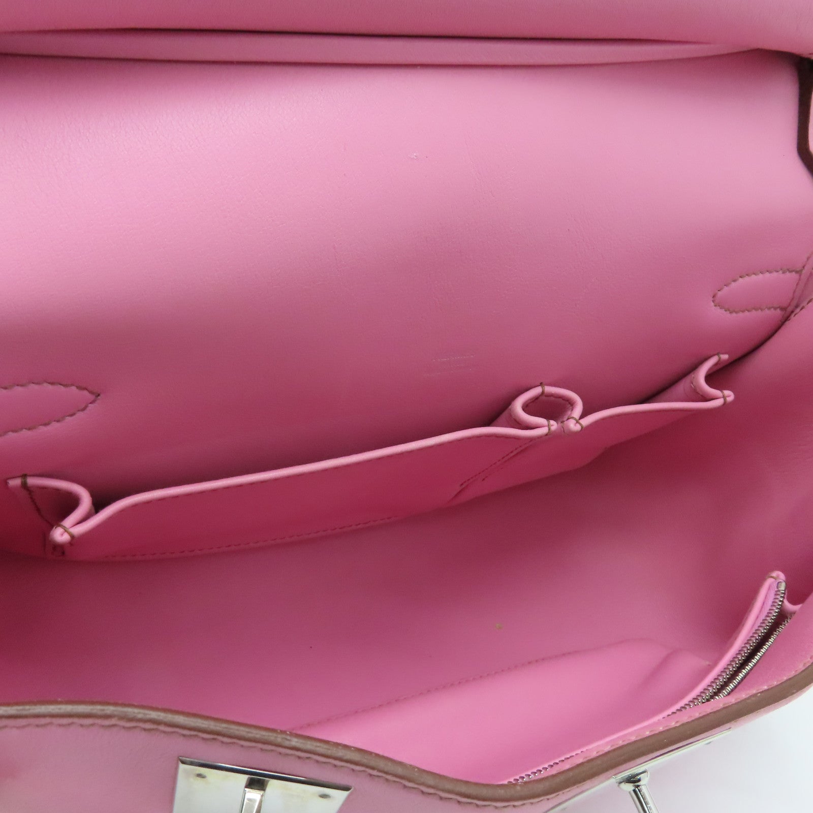 HERMES Swift皮革Jypsiere 28银扣肩背袋Rose Confetti粉红色