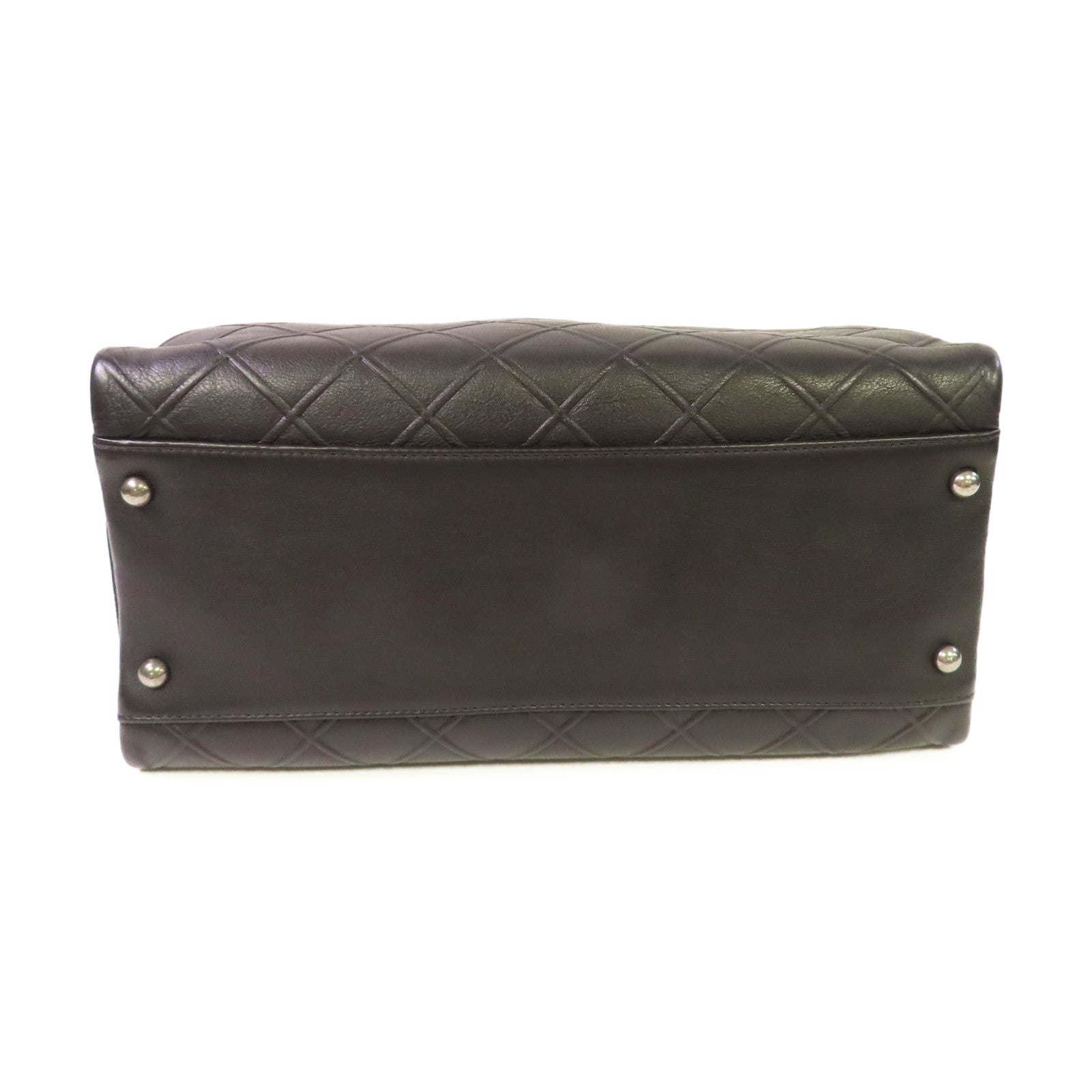 CHANEL 菱格牛皮皮革Chain Shoulder Bag銀扣鏈帶肩背袋黑色