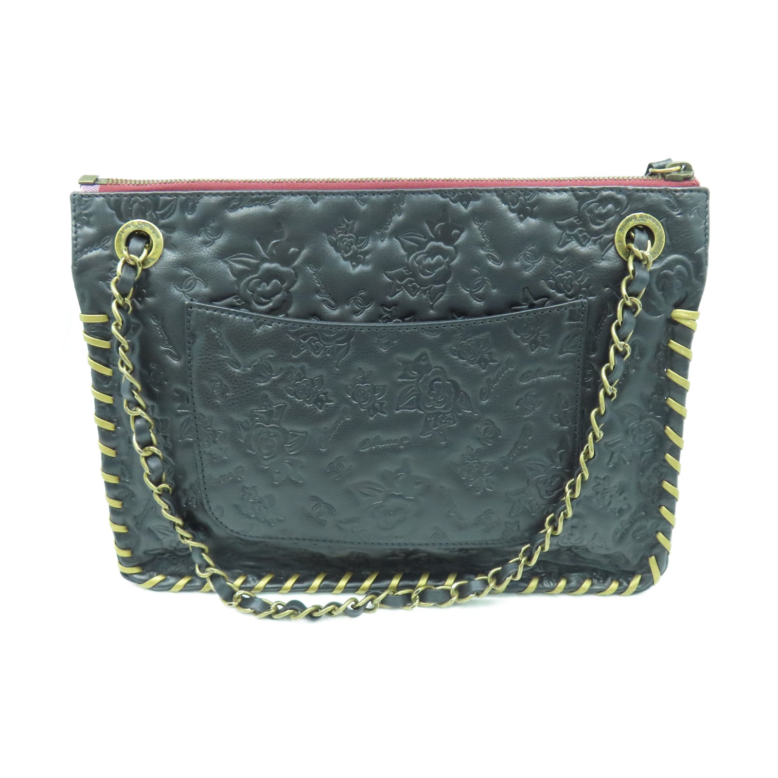 CHANEL 【激減優惠】牛皮皮革Chain Shoulder金扣鏈帶肩背袋黑色