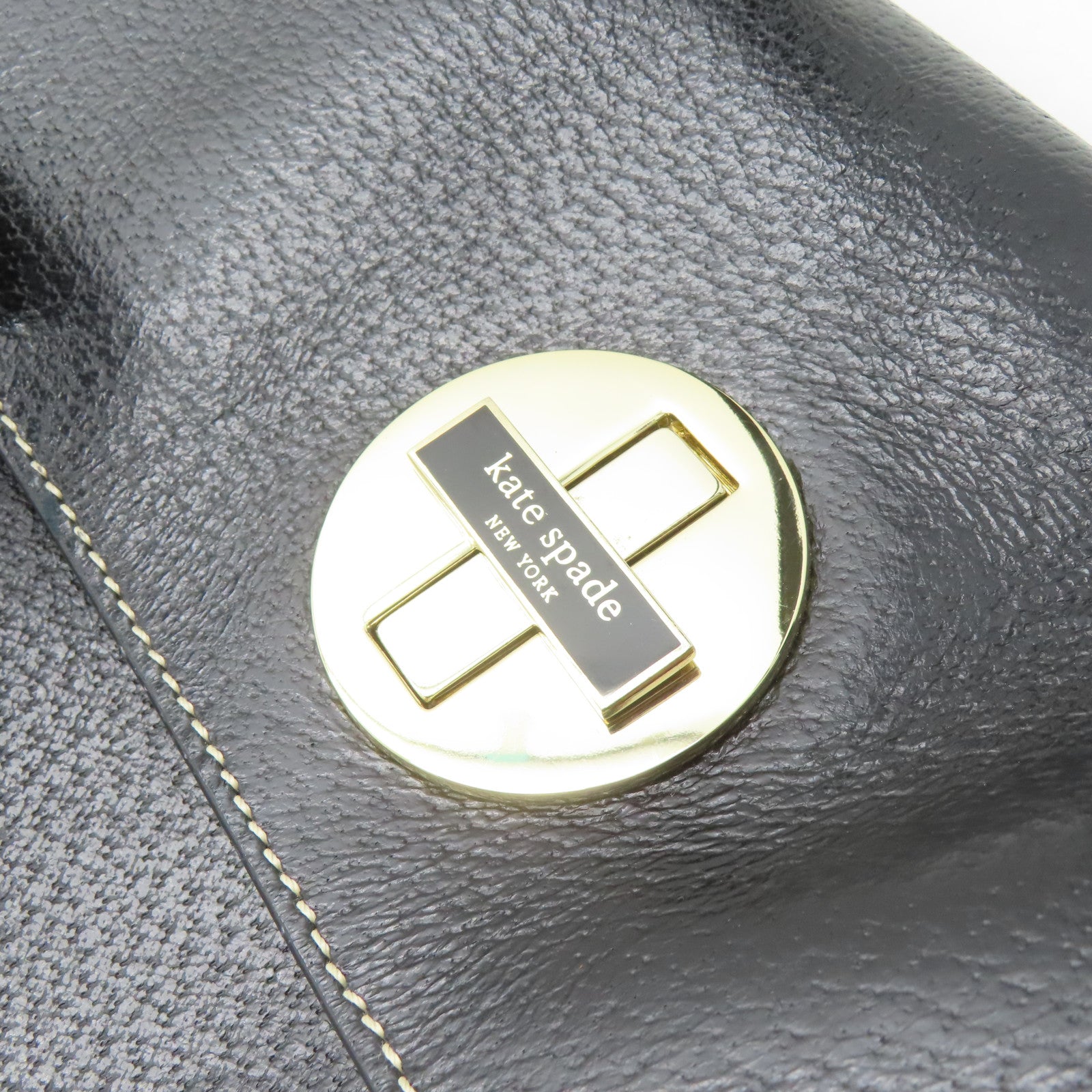 Kate Spade 牛皮皮革Handbag金扣手挽袋黑色