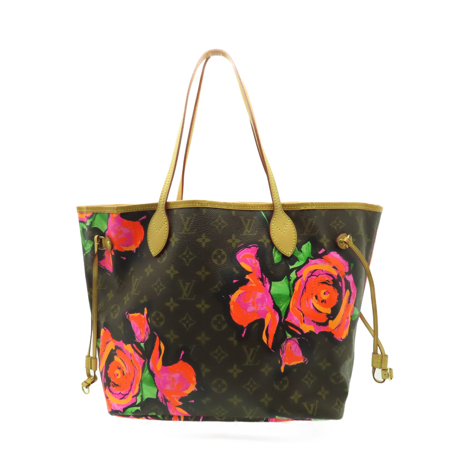 LOUIS VUITTON 【激減優惠】Monogram Neverfull MM Rose金扣手挽袋啡色/紅色/黃色