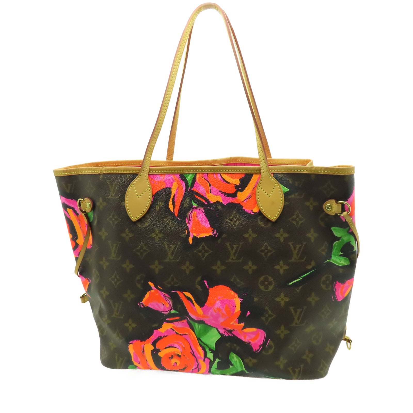 LOUIS VUITTON 【激減優惠】Monogram Neverfull MM Rose金扣手挽袋啡色/紅色/黃色