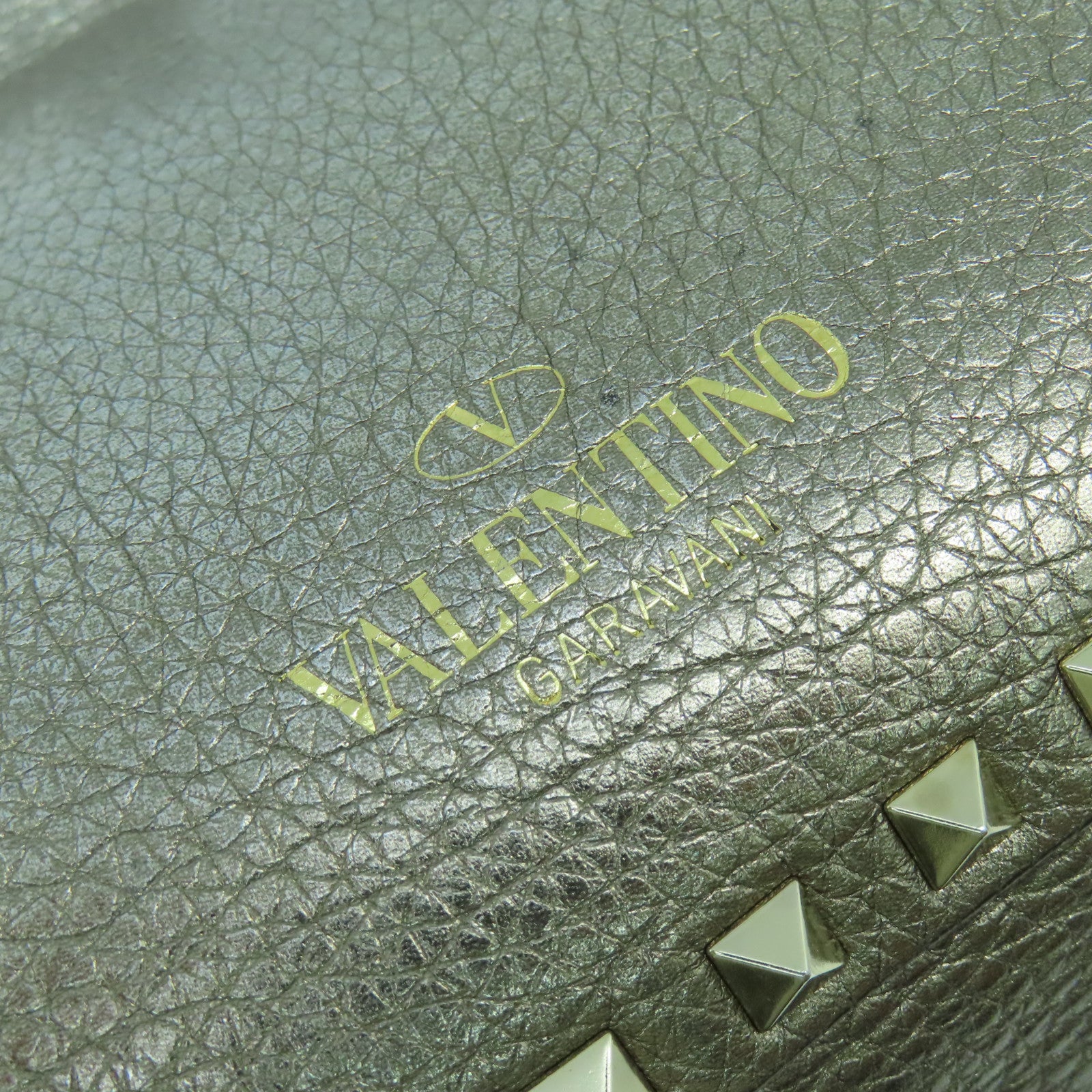 Valentino 牛皮皮革2 Way Shoulder Bag金扣手挽肩背兩用袋銀色