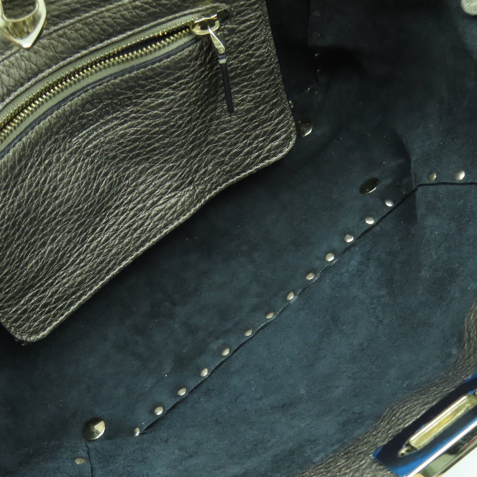 Valentino 牛皮皮革2 Way Shoulder Bag金扣手挽肩背兩用袋銀色