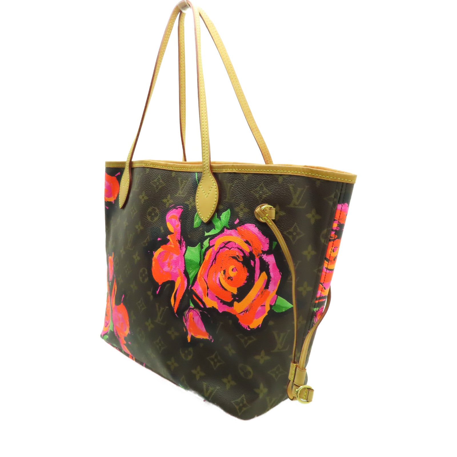 LOUIS VUITTON 【激減優惠】Monogram Neverfull MM Rose金扣手挽袋啡色/紅色/黃色