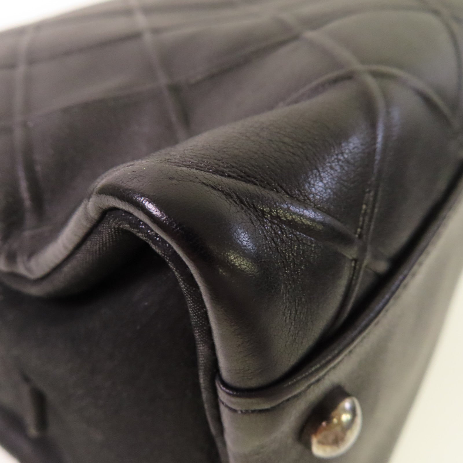 CHANEL 菱格牛皮皮革Chain Shoulder Bag銀扣鏈帶肩背袋黑色