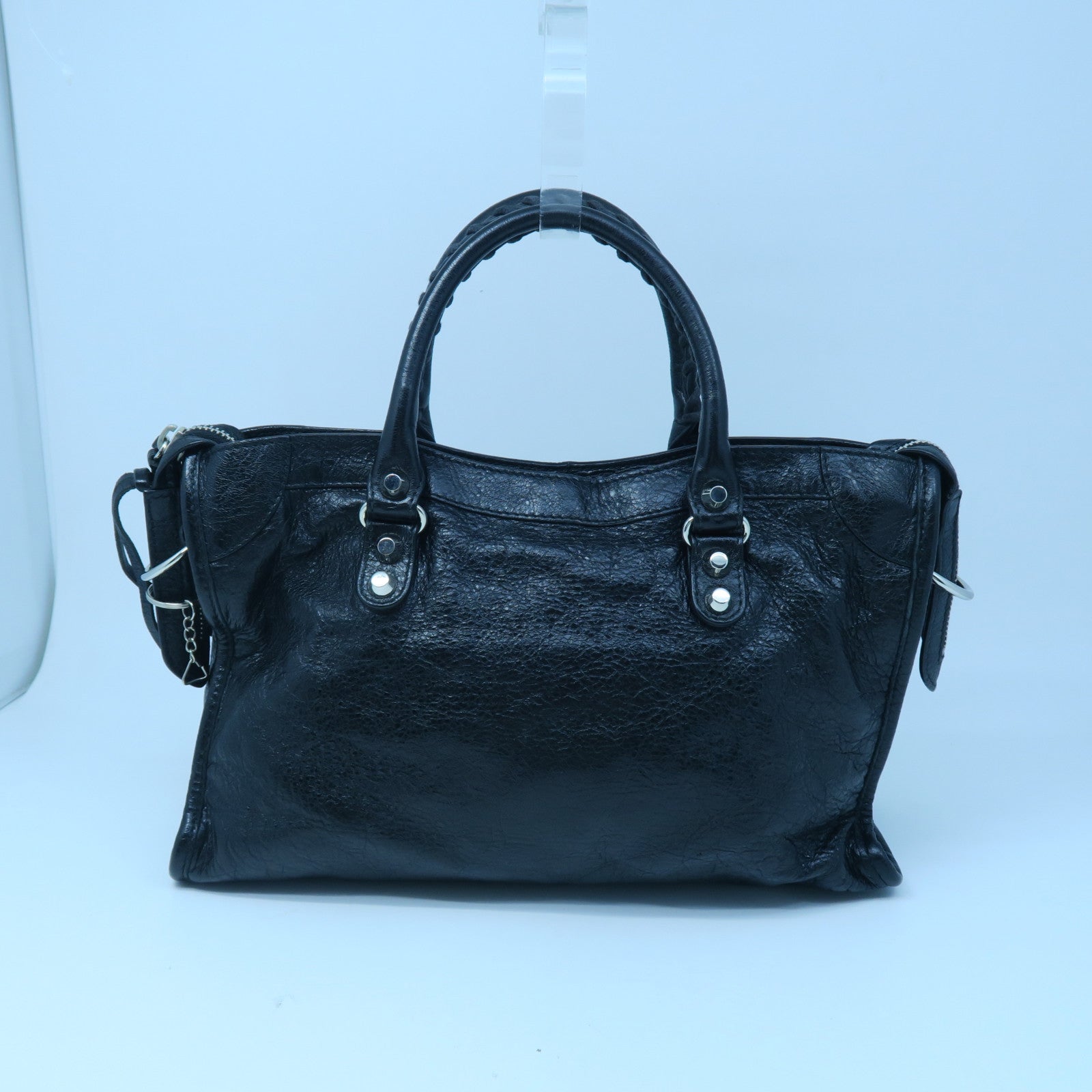 BALENCIAGA 羊皮皮革Classic City銀扣手挽肩背兩用袋黑色