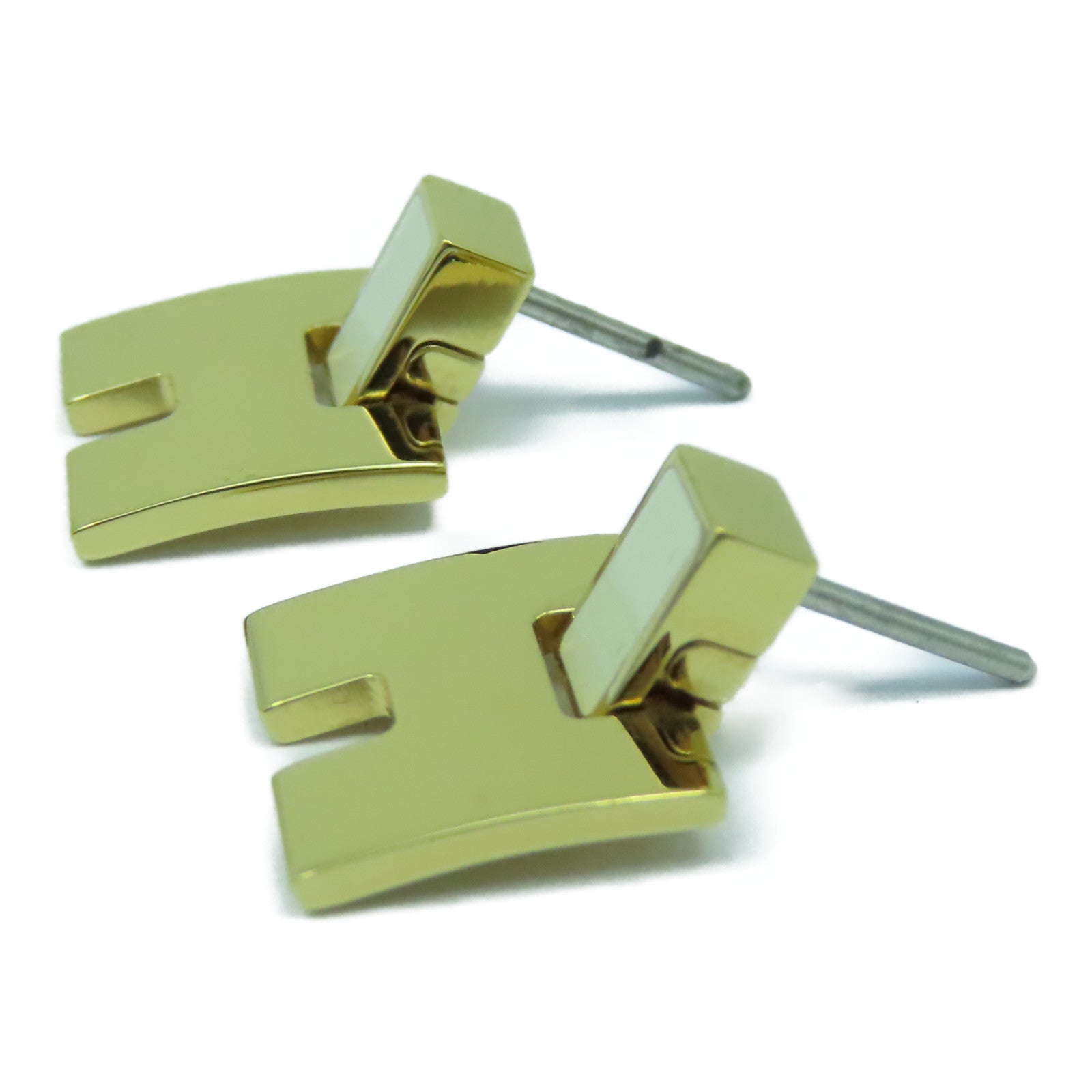 HERMES 金屬Earrings金扣耳環白色/金色