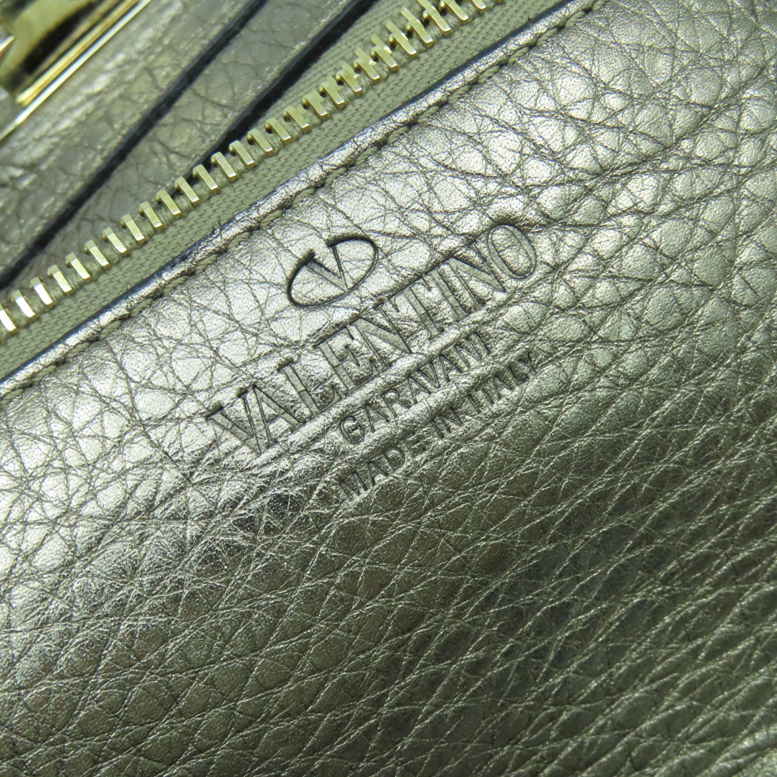 Valentino 牛皮皮革2 Way Shoulder Bag金扣手挽肩背兩用袋銀色