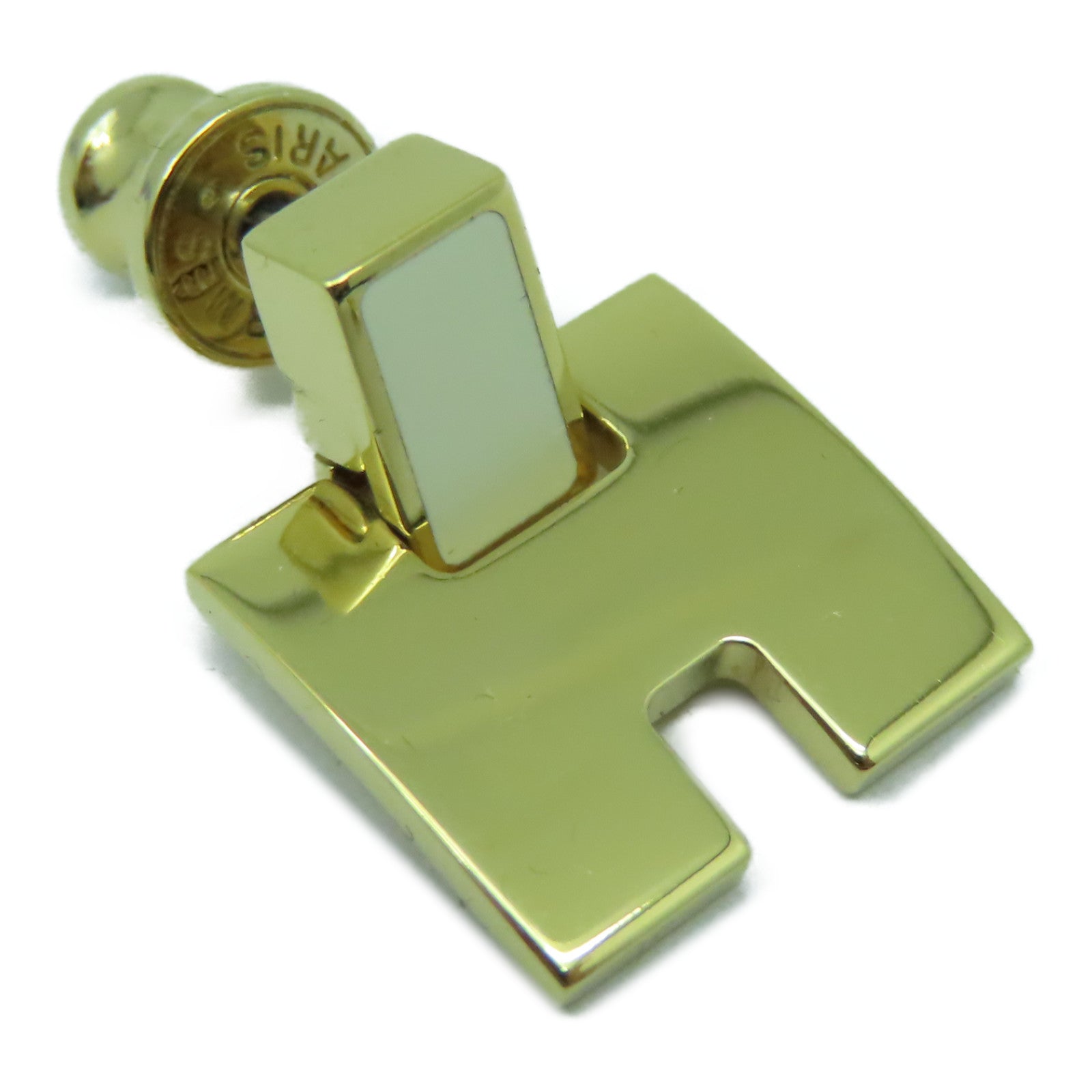 HERMES 金屬Earrings金扣耳環白色/金色