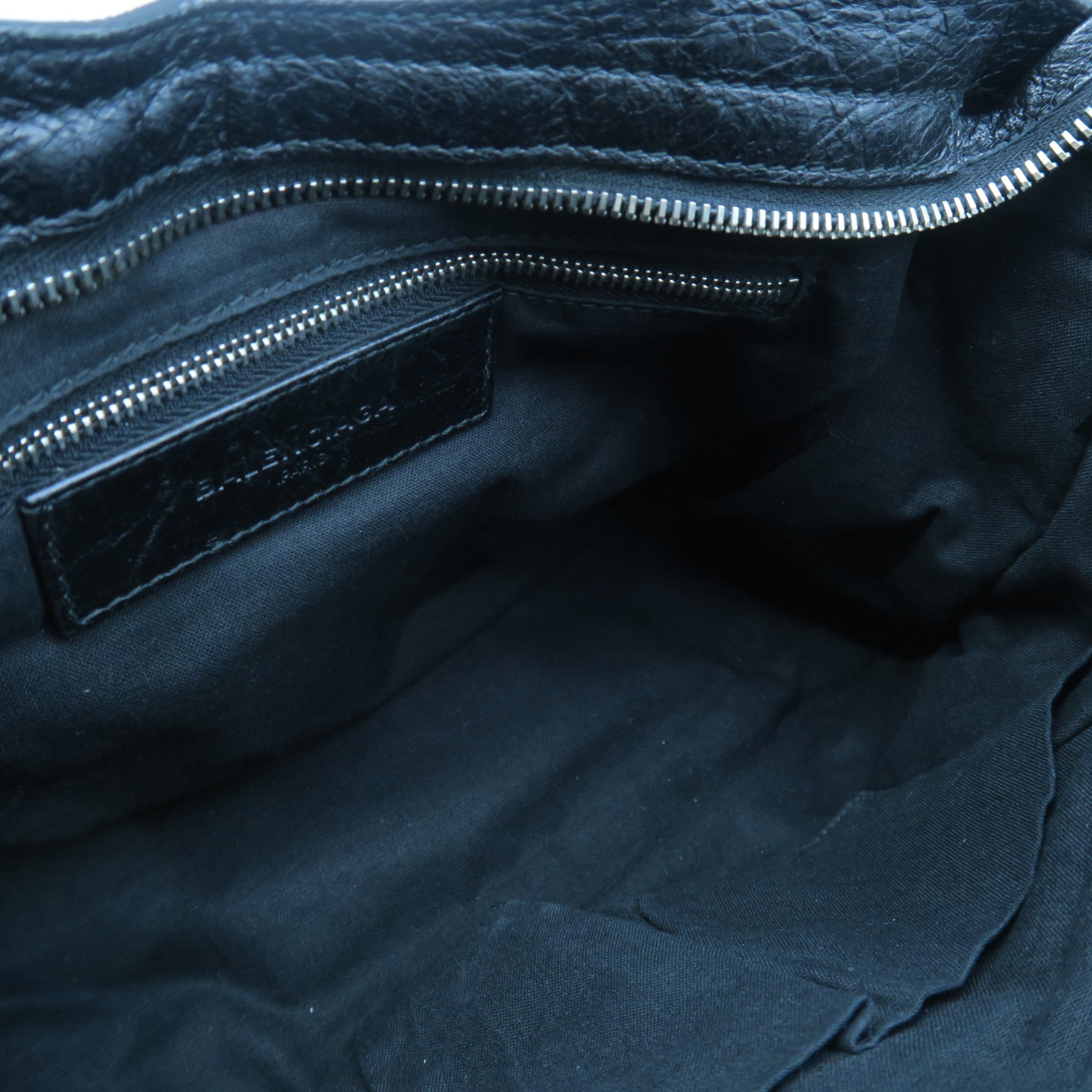 BALENCIAGA 羊皮皮革Classic City銀扣手挽肩背兩用袋黑色