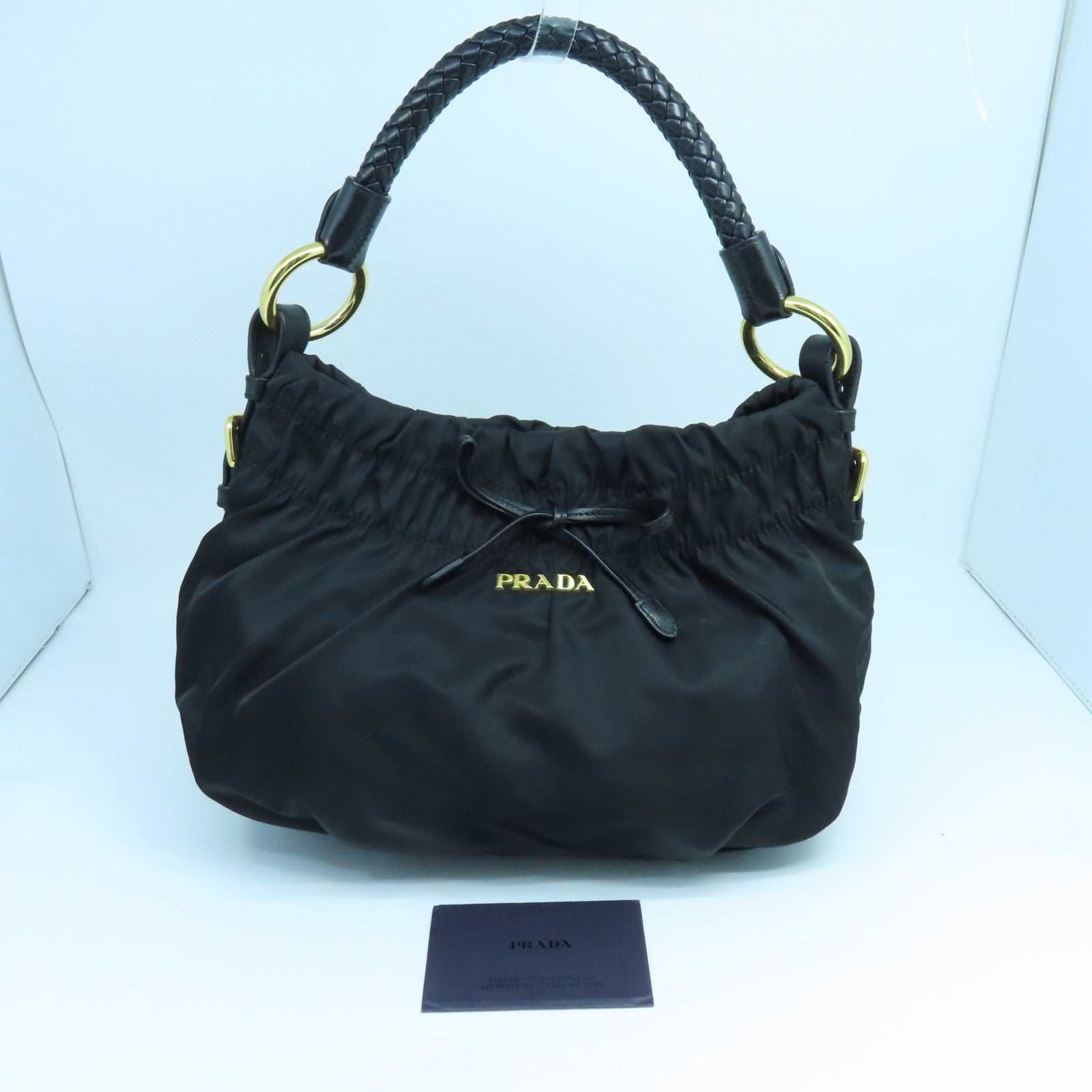 PRADA 尼龍Handbag金扣手挽袋黑色
