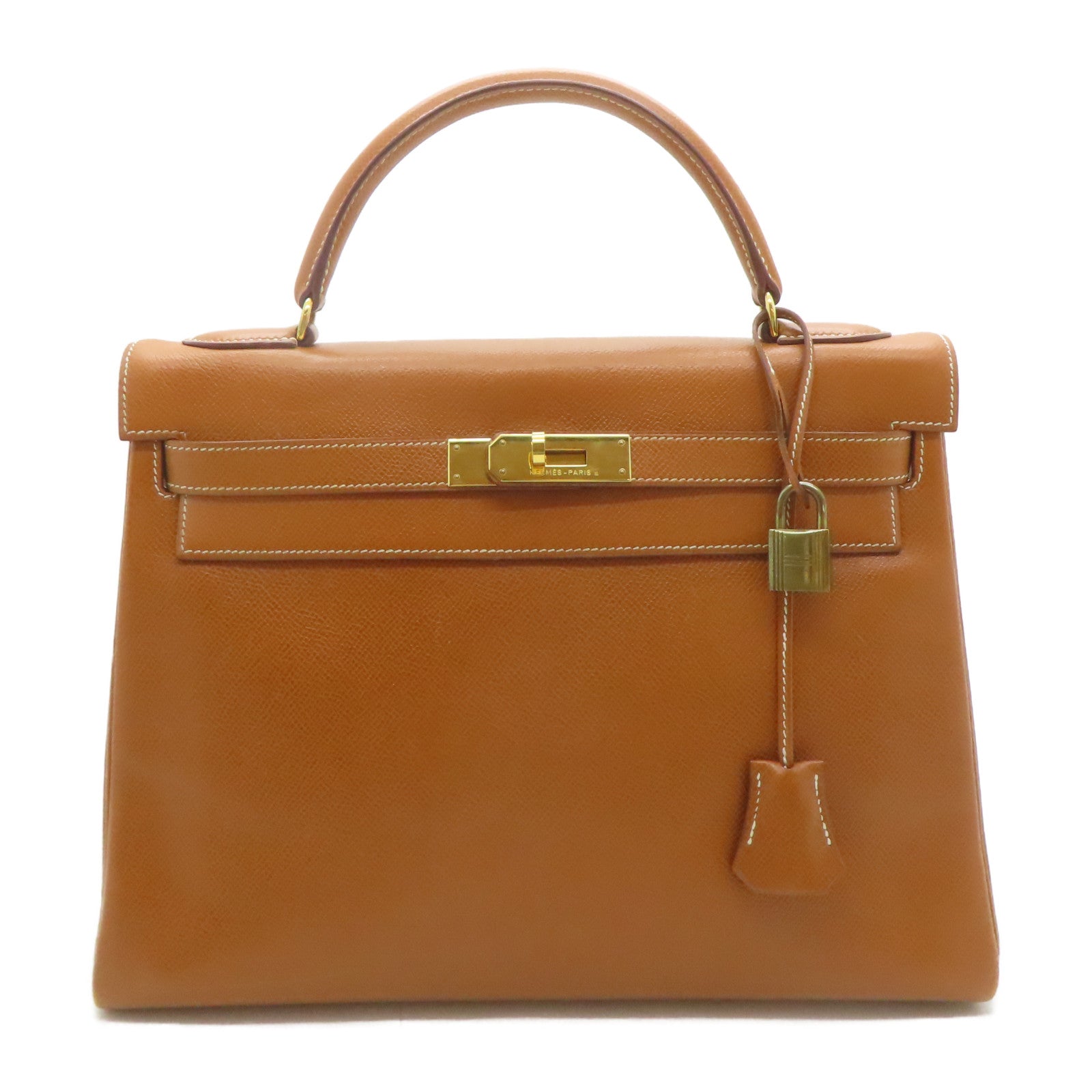 HERMES Epsom皮革Kelly 32金扣手挽袋啡色