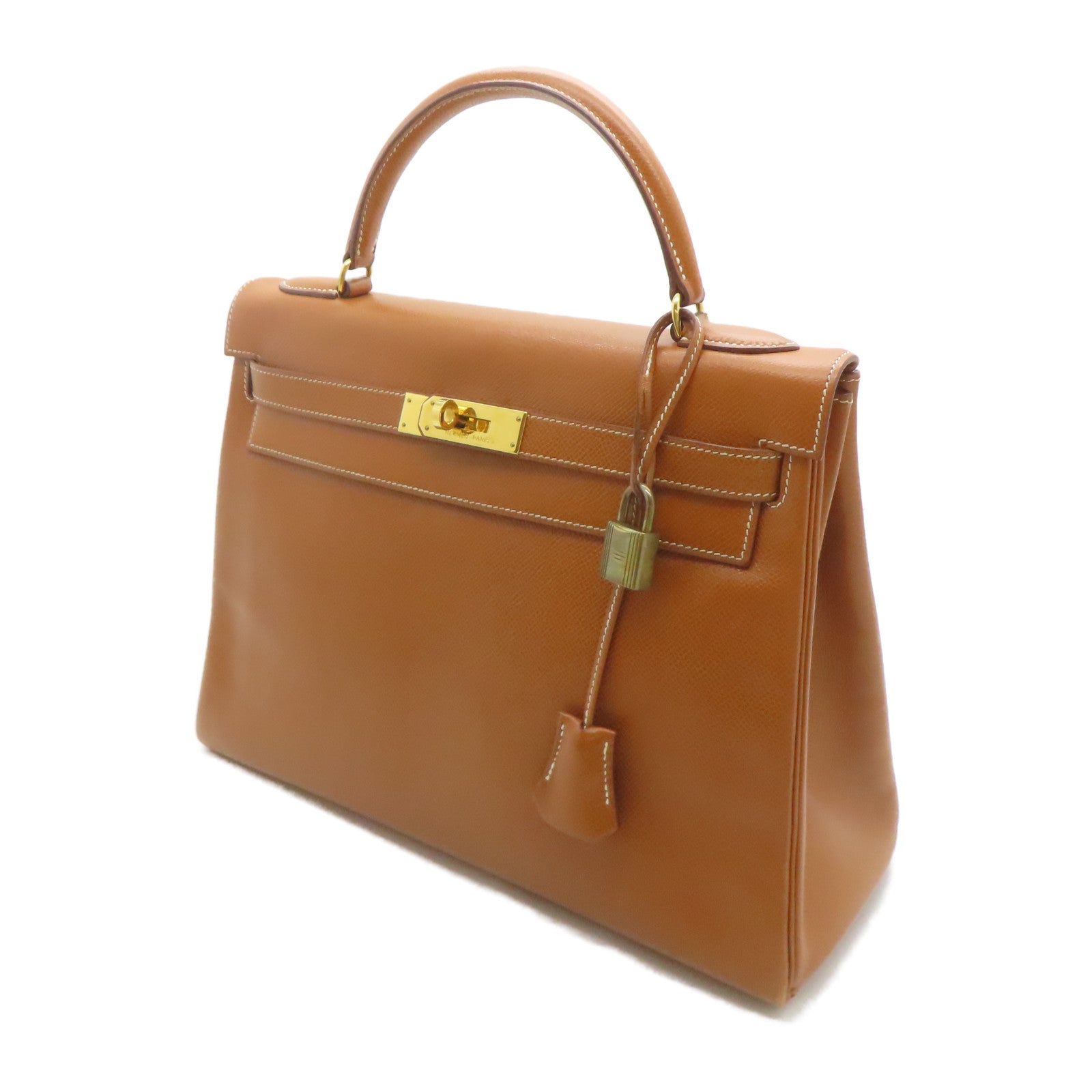 HERMES Epsom皮革Kelly 32金扣手挽袋啡色