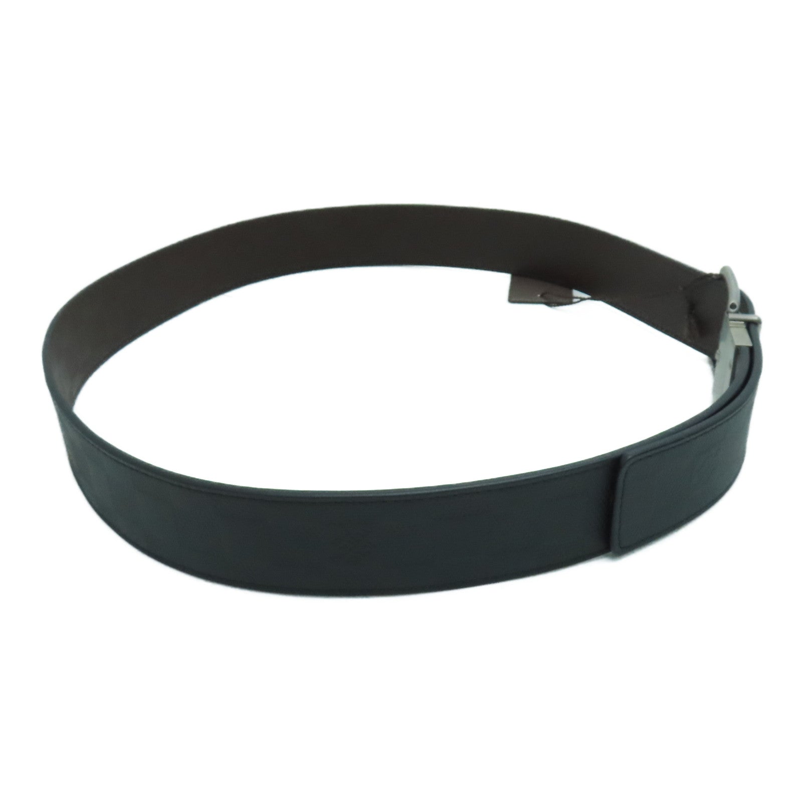 LOUIS VUITTON Damier Belt 100cm銀扣皮帶黑色