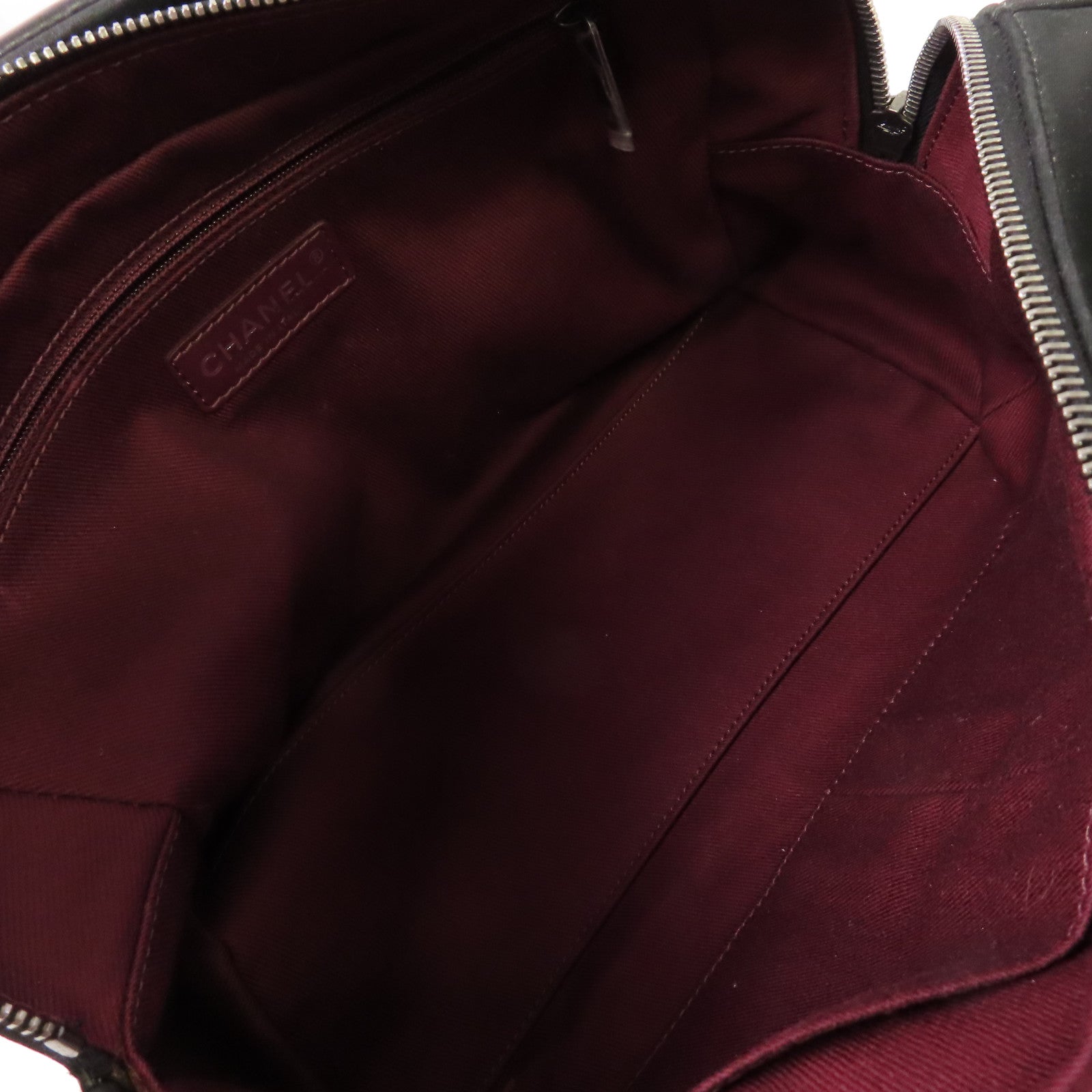 CHANEL 菱格牛皮皮革Chain Shoulder Bag銀扣鏈帶肩背袋黑色