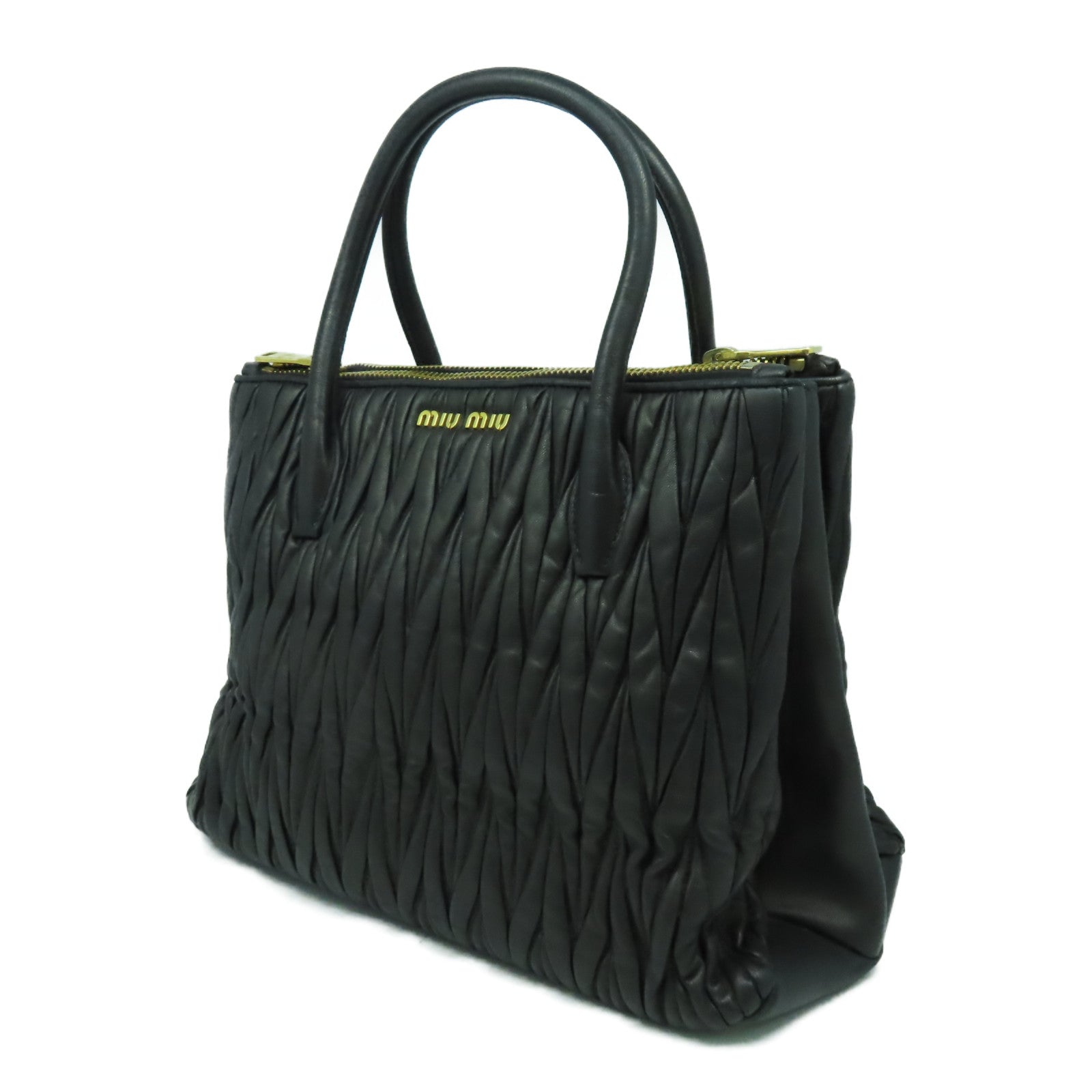 Miu Miu 羊皮皮革2 Way Shoulder Bag金扣手挽肩背兩用袋黑色